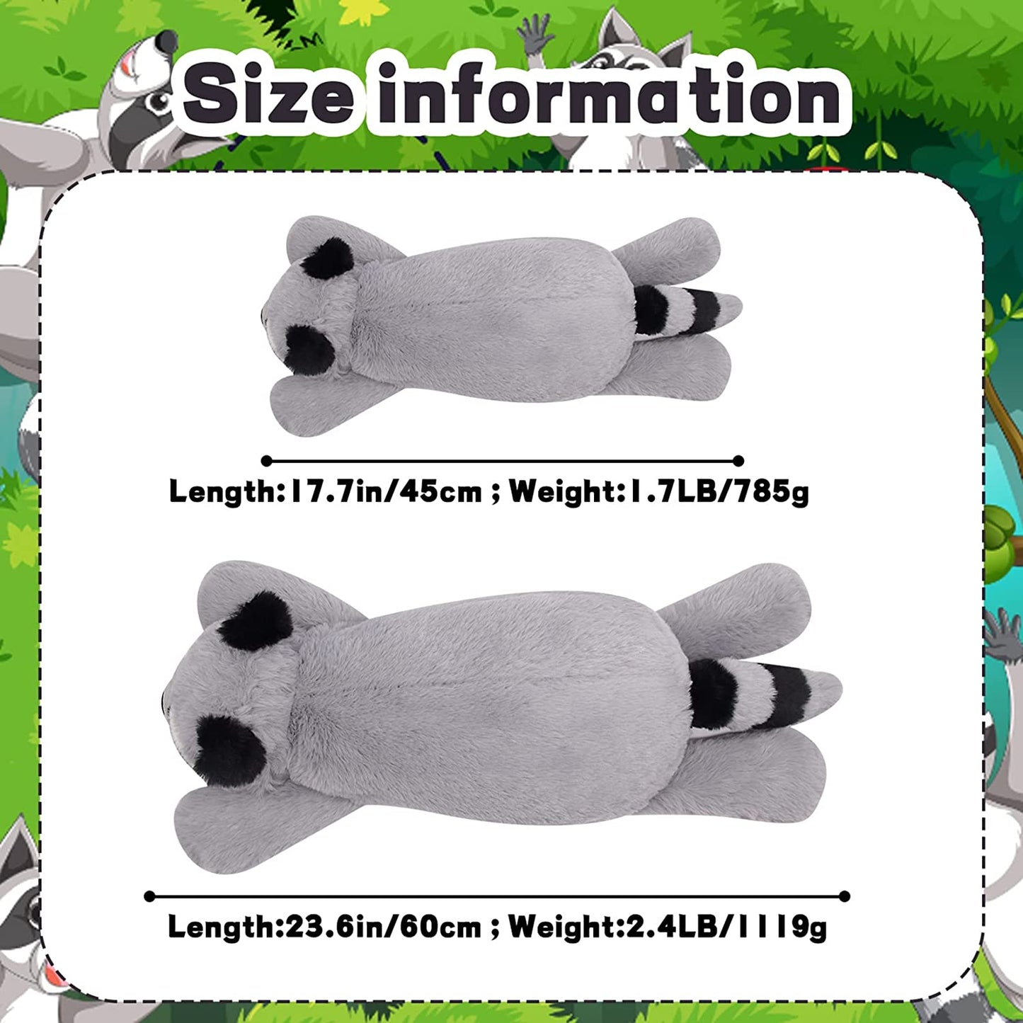 Racoon Weighted Stuffed Animals - Weighted Stuffed Animals for Anxiety, Racoon Weighted Plush Animals Raccoon Stuffed Hugging Plush Animal Toy for Baby, Boys and Girls