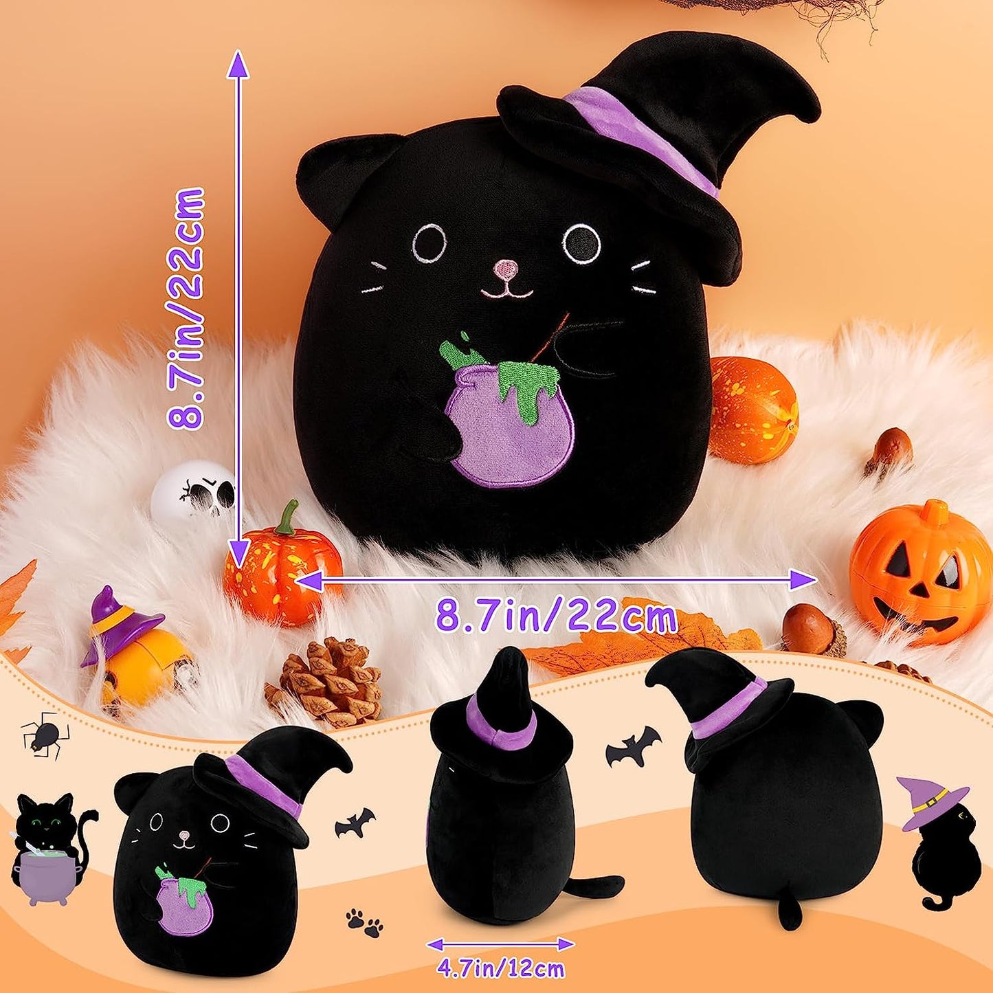 Almohada de peluche para gatos de peluche de animales negros y gatos