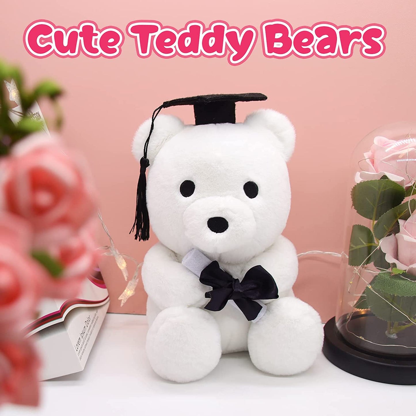 Teddy Bear Stuffed Animal Toy, Cute Teddy Bear Plush, Kawaii Stuffed Animals Bear Gifts for Kids Birthday Graduation Gifts