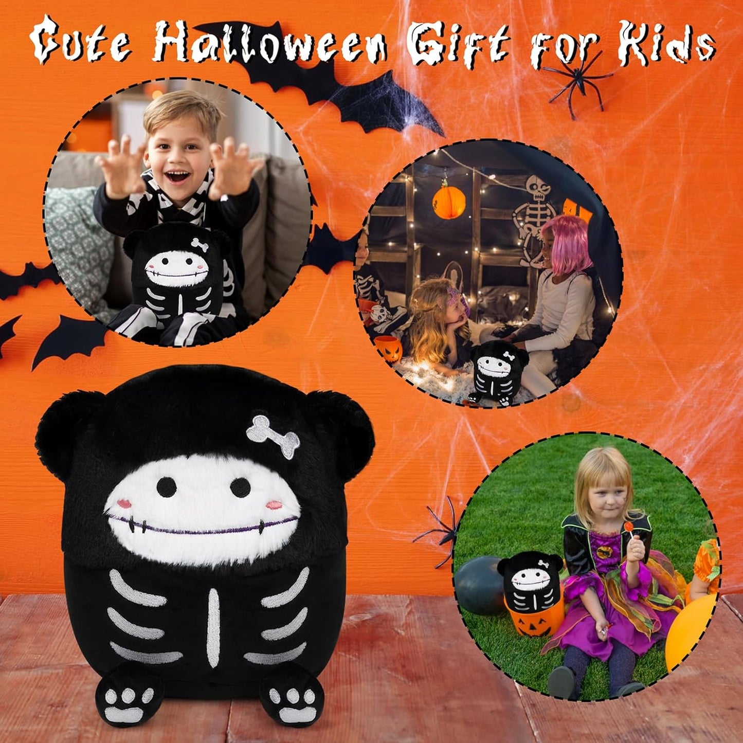 Halloween Plush Skull Halloween Stuffed Animals Toy, Cute for Kids Boys Girls, Kawaii Halloween Decoration Home Decor (Big)