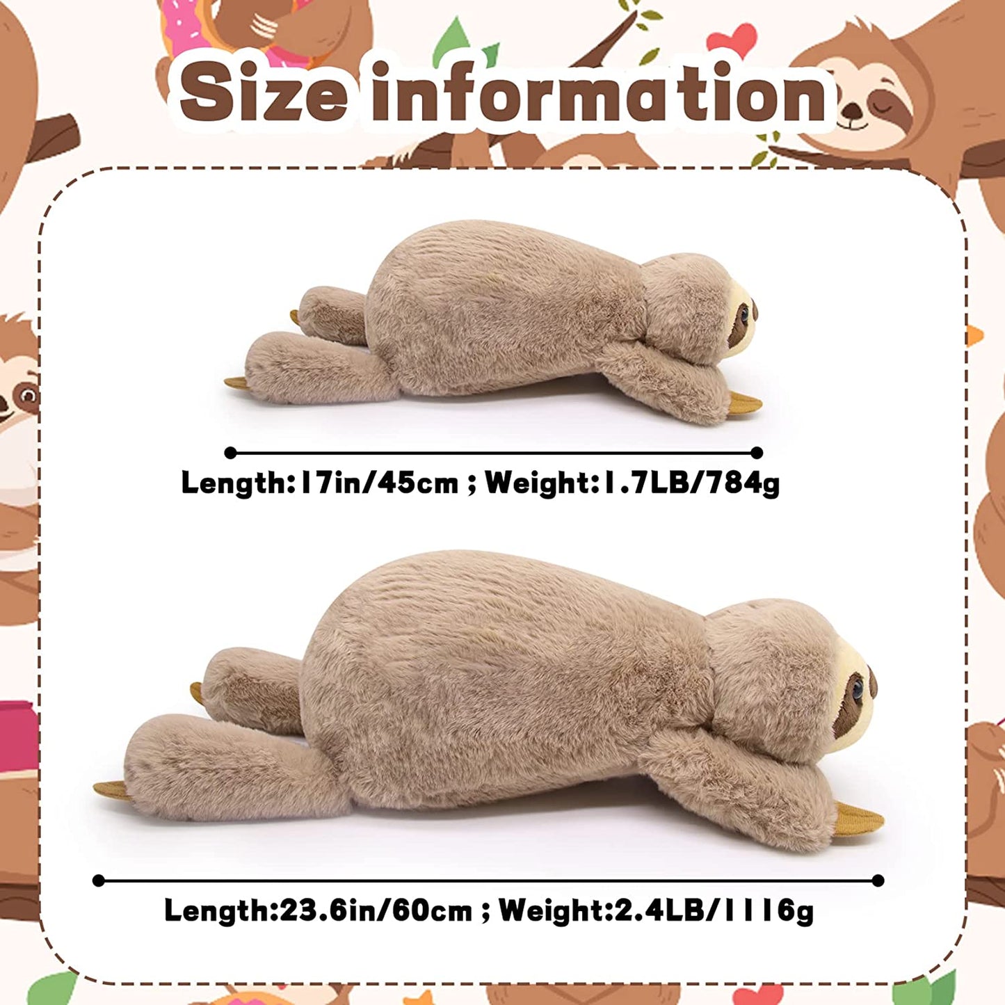 Weighted Sloth Stuffed Animals - Weighted Stuffed Animals for Anxiety Sloth, Weighted Plush Animals Sloth Plush for Kids - Plush Gift for Girlfriend