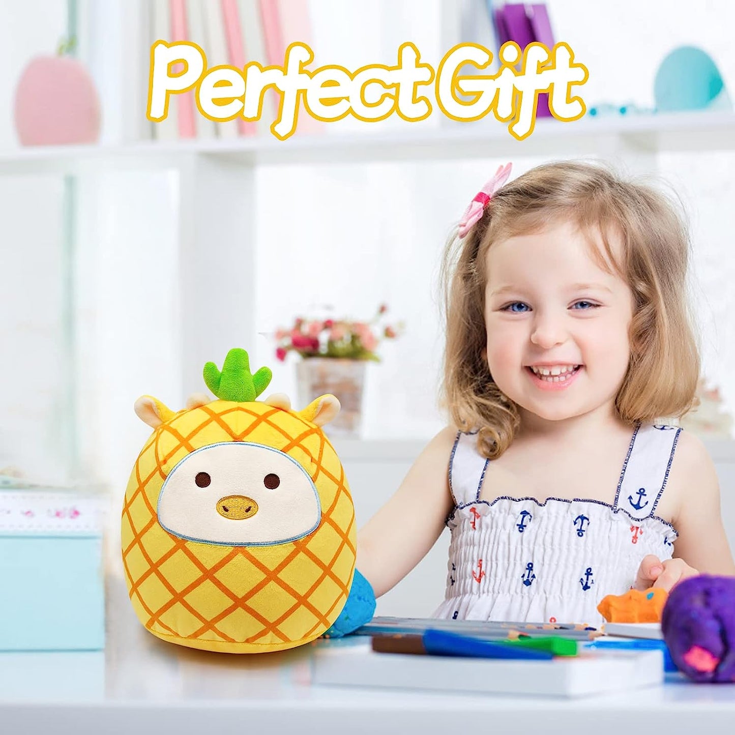 Cow Stuffed Animals Cow Plush Pillow, Cute Cow Pillow Yellow Cow Plushie, Fruit Pillow Cow Plush Toy Stuffed Animal Cow for Girls Boys Kids Christmas Birthday Gifts Home Car Party Decoration