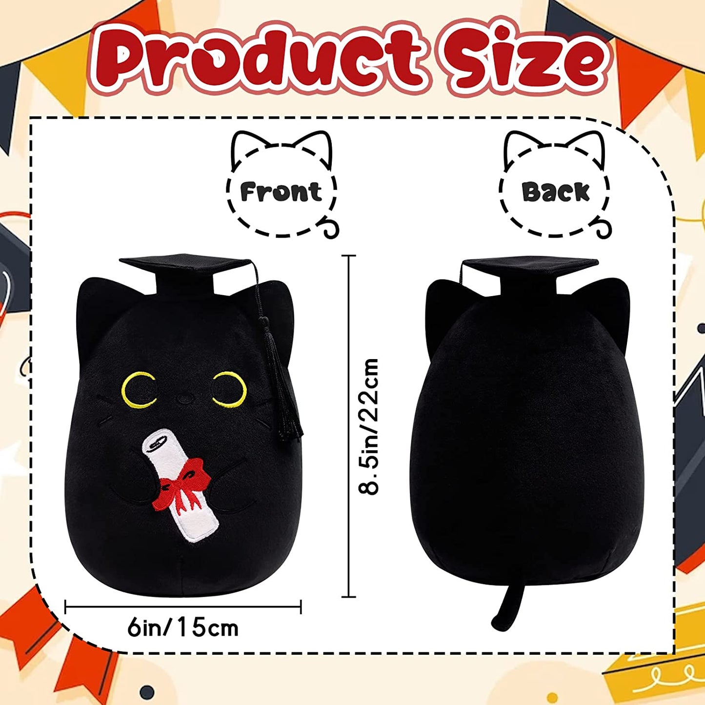 Peluche de vaca de graduación – 3D lindo juguete de almohada de animales de peluche – felpa de vaca kawaii – almohada de vaca de felpa para todas las edades – regalo para el día de San Valentín, día del niño decoración del hogar