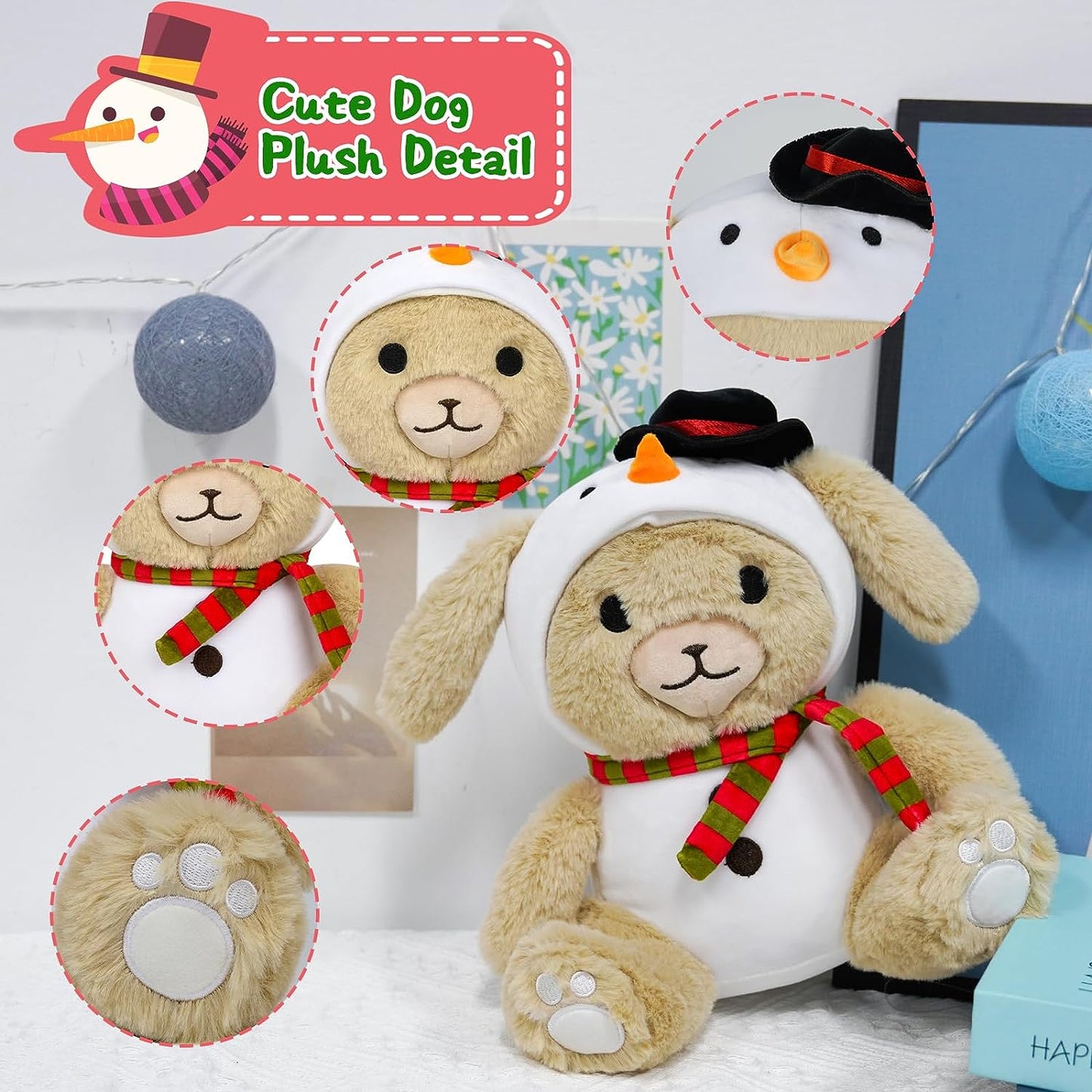 Almohada de felpa para perro, juguete de peluche para cachorros, lindos animales de peluche de Navidad, peluche suave para amante, muñeca de decoración kawaii