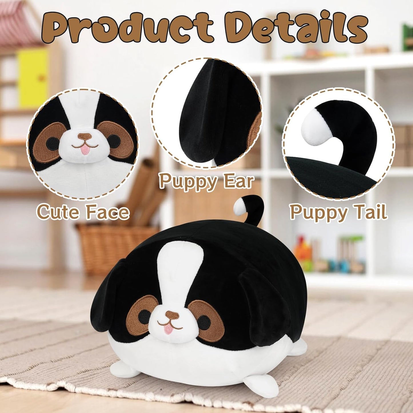 Almohada de peluche para perro, almohada de peluche suave de 13 pulgadas, juguetes de peluche de dibujos animados, almohada de felpa para perro kawaii, cumpleaños para niños y novias