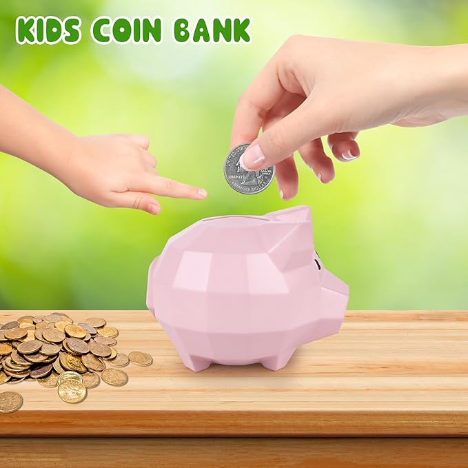 Kids Piggy Bank, Unbreakable Plastic Piggy Bank Girls Cute Animal Money Bank Practical Gifts for Birthday Christmas Easter, Kids Piggy Bank for Girls, Boys