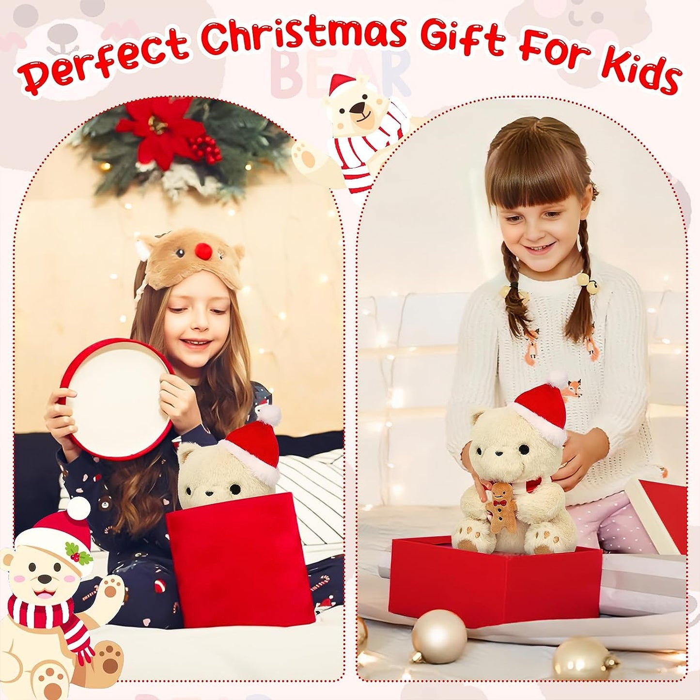 Juguete de peluche de oso de peluche, lindo oso de peluche de Navidad para niños y niñas, muñeca de peluche suave para regalo de Chrismtas