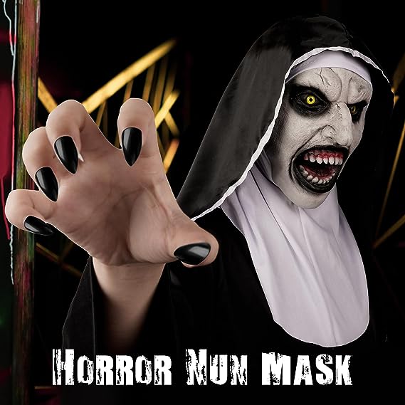 Scary Halloween Nun Mask for Adults - Scary Nun Mask - Cosplay Creepy Halloween Mask for Halloween Party Devil Cosplay Costum Props