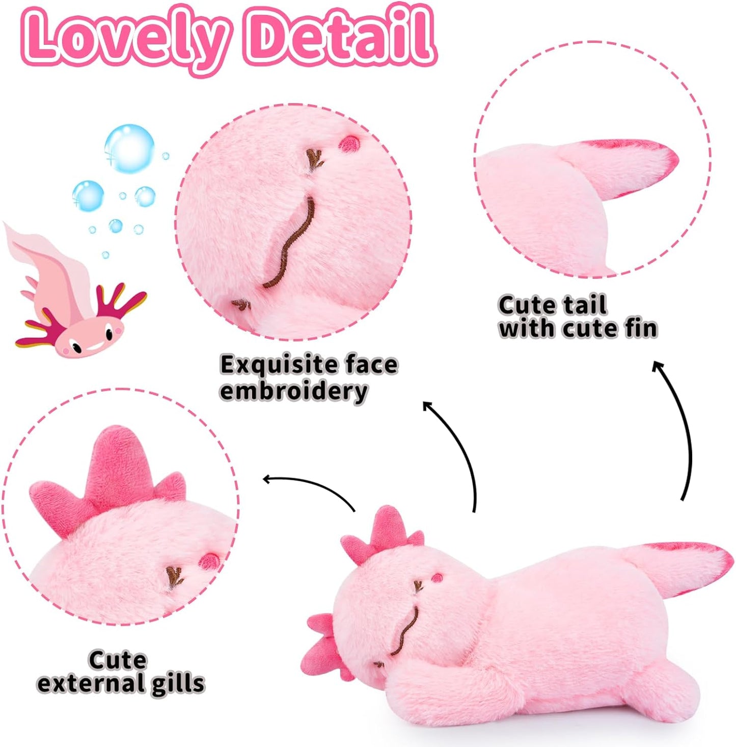 Axolotl Plush Toy, Cute Pink Axolotl Stuffed Animal Plush Pillow, 14inch Kawaii Axolotl Plushie Doll Stuffed Axolotl Plush Axolotl Pillow for Kids Boys Girls Birthday Home Decoration