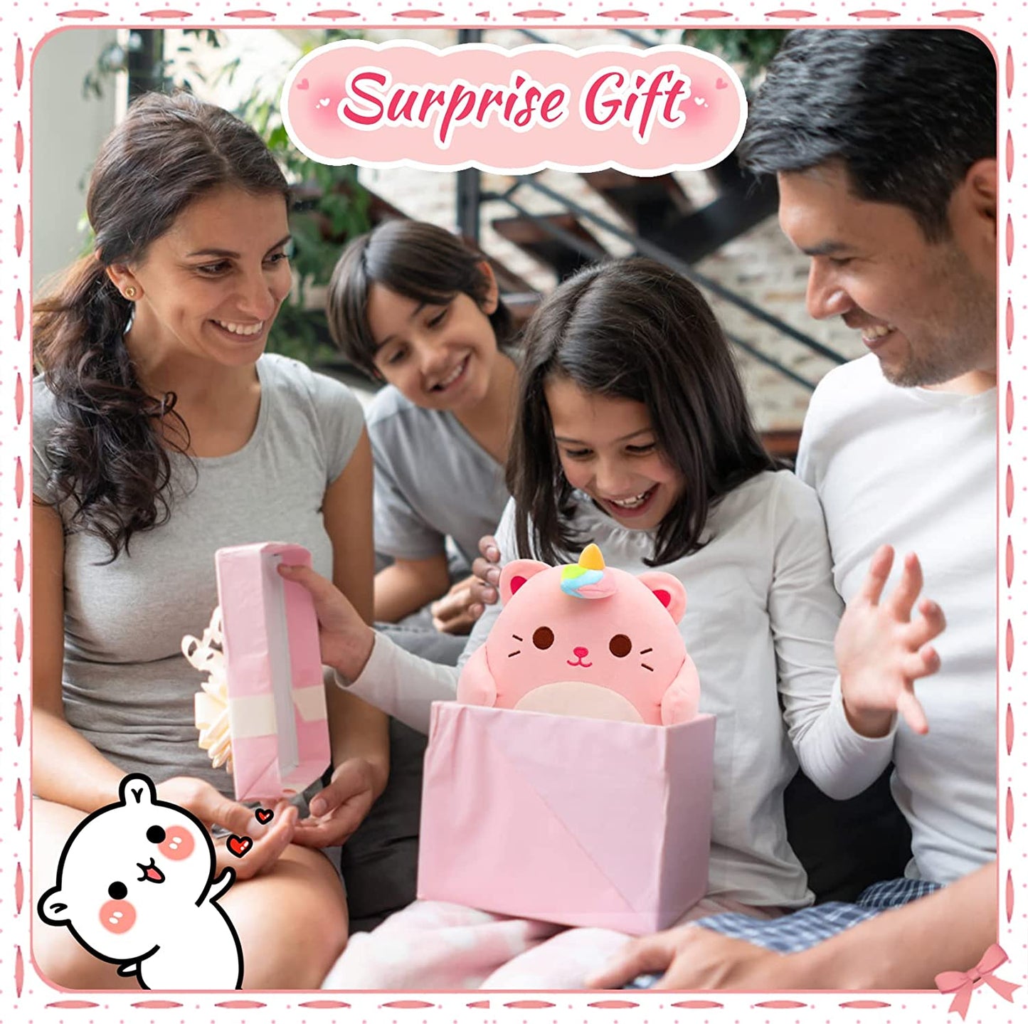 Cat Plush Toy Cat Stuffed Animals, Cute Pink Cat Plushies for Girls, Kawaii Soft Cat Plush Pillow Stuffed Cat Plush Toys for Kids Birthday Christmas Home Decor