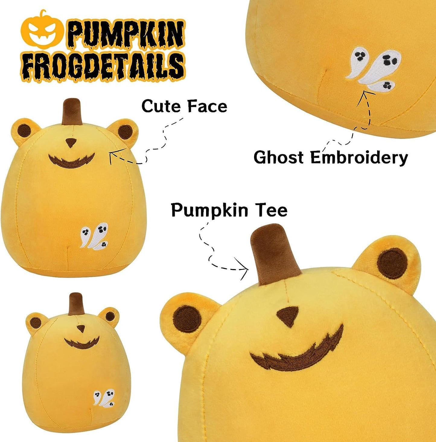Peluches de peluche de Halloween de 8 pulgadas, lindos peluches de calabaza, rana de calabaza kawaii, juguetes de felpa para decoración de Halloween, juguetes de felpa suaves de Halloween para niños, cumpleaños, Navidad