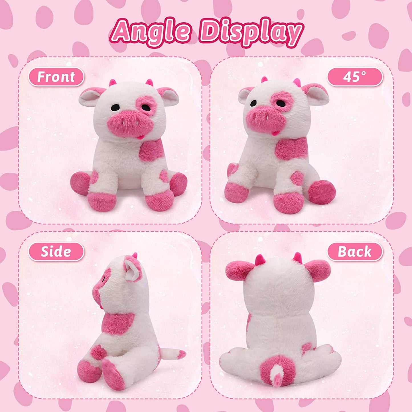 Cow Stuffed Animals Cow Plush Toy, Cute Soft Pink Cow Plushies Stuffed Animal Cow Plush Pillows, Kawaii Plush Cow Stuffed Cow Toys for Kids Christmas Halloween Birthday Gifts