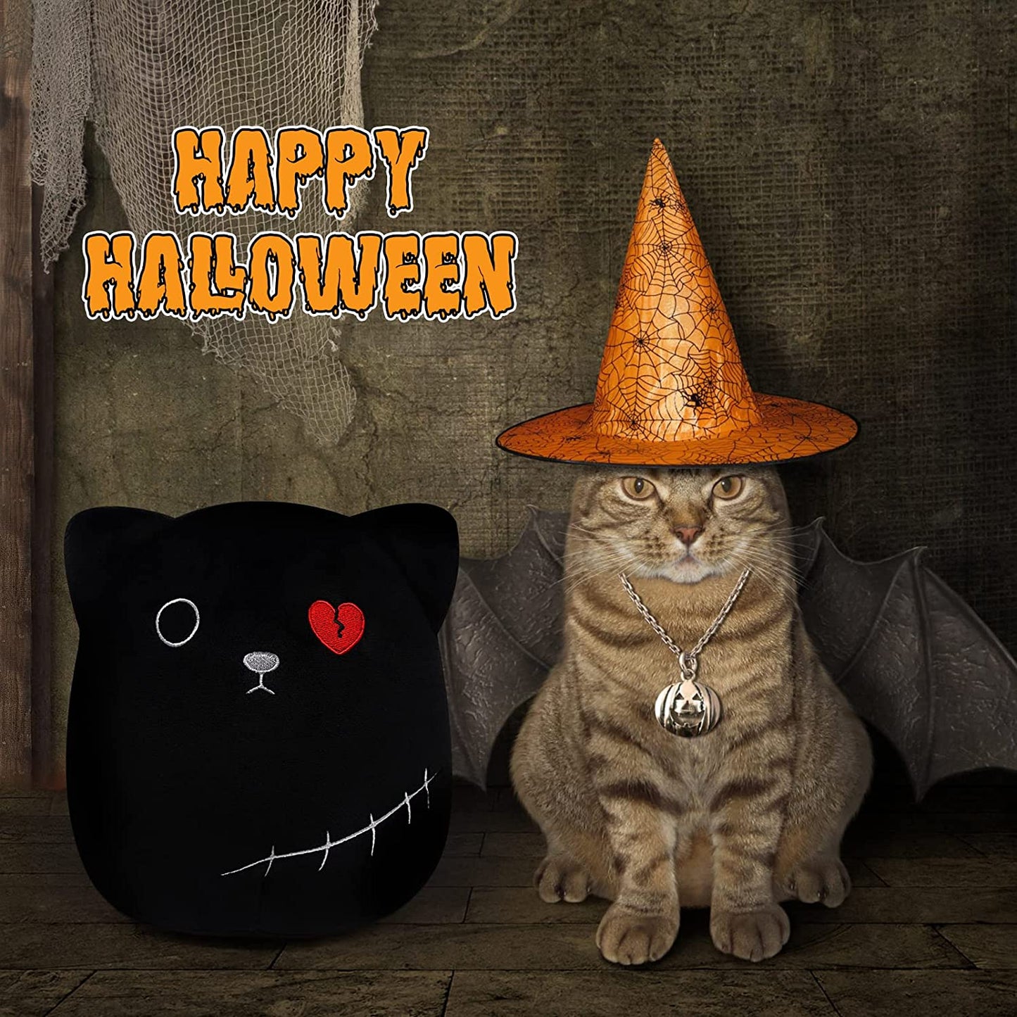 Black Cat Stuffed Animal Plush Doll, Cat Plush Pillow, Cute 3D Cat Shape Toys, Kawaii Cartoon Hugging Gift for Kids Baby Bedding Sleeping, Halloween Home Sofa Decor, Creative Plush Pillow