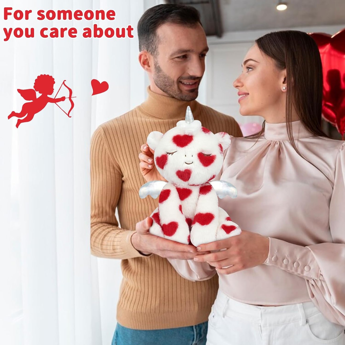 Unicorn Plush, 12inch Soft Unicorn Stuffed Animal with Love Heart for Valentines Day, Cute Stuffed Unicorn Valentines Plush for Kids, Girl, Boyfriend, Girlfriend