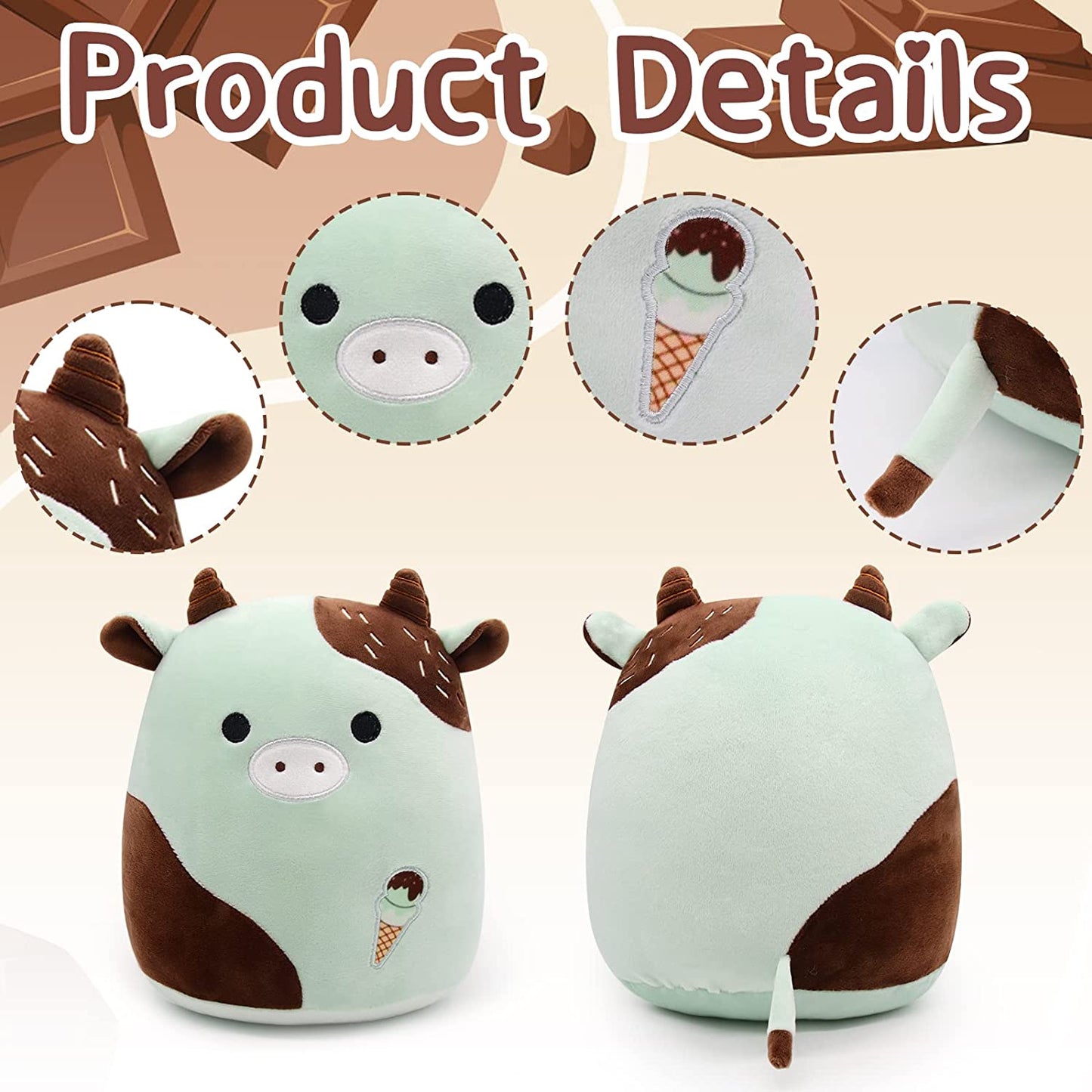Cow Plush Pillow, Cow Stuffed Animals, Cute Stuffed Animal Cow Plushie, Soft Plush Cow Pillow Kawaii Stuffed Cow Plush Toy for Kids Girls Boys Birthday (Black)