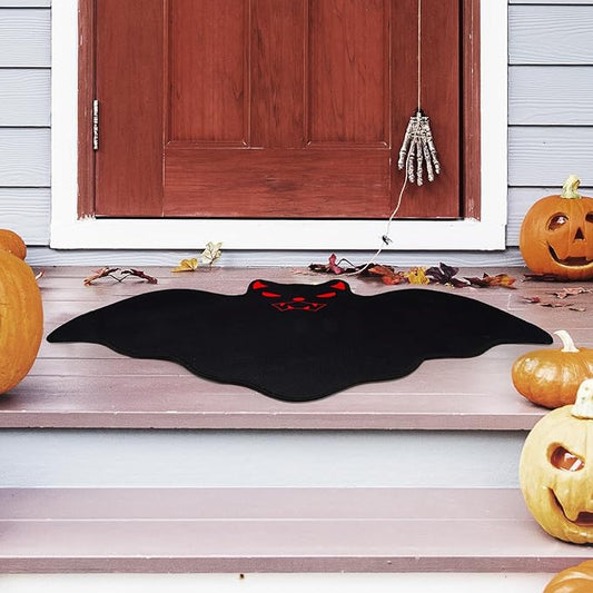 Gothic Door Mat Bat Rug, Black Rug Mat, Gothic Home Decor Welcome Mat for Front Door, Kitchen, Bedroom, Living Room, Gothic Decor