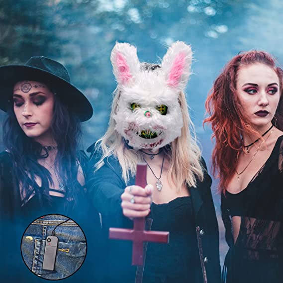 Halloween Scary Mask Rabbit Bunny Mask, Bloody Plush Animal Head Mask, Spooky Mask Halloween Cosplay Costume Props