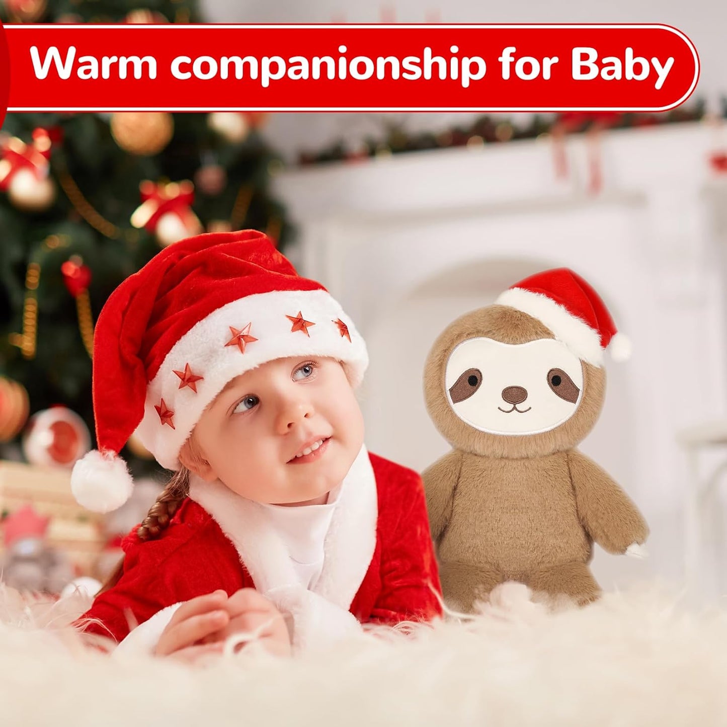 Sloth Stuffed Animal Christmas Plush, Christmas Stuffed Animal Santa Sloth Plush Toys, Cute Stuffed Sloth Pillow, Christmas Sloth Gift for Kids and Adults Christmas Decorations