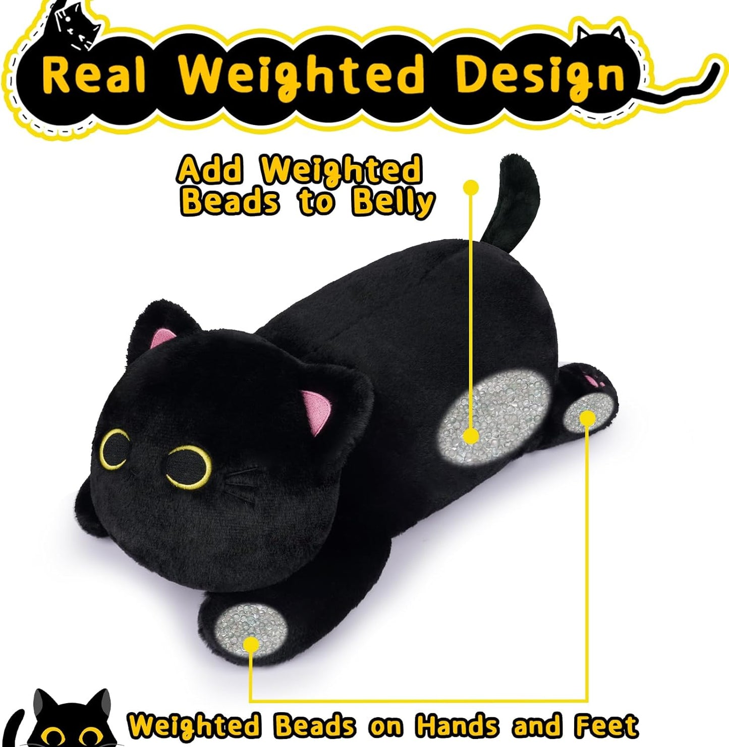 Peluche con peso para gatos con peso, almohada de felpa Kawaii con peso para gatos, juguetes de peluche con peso suave