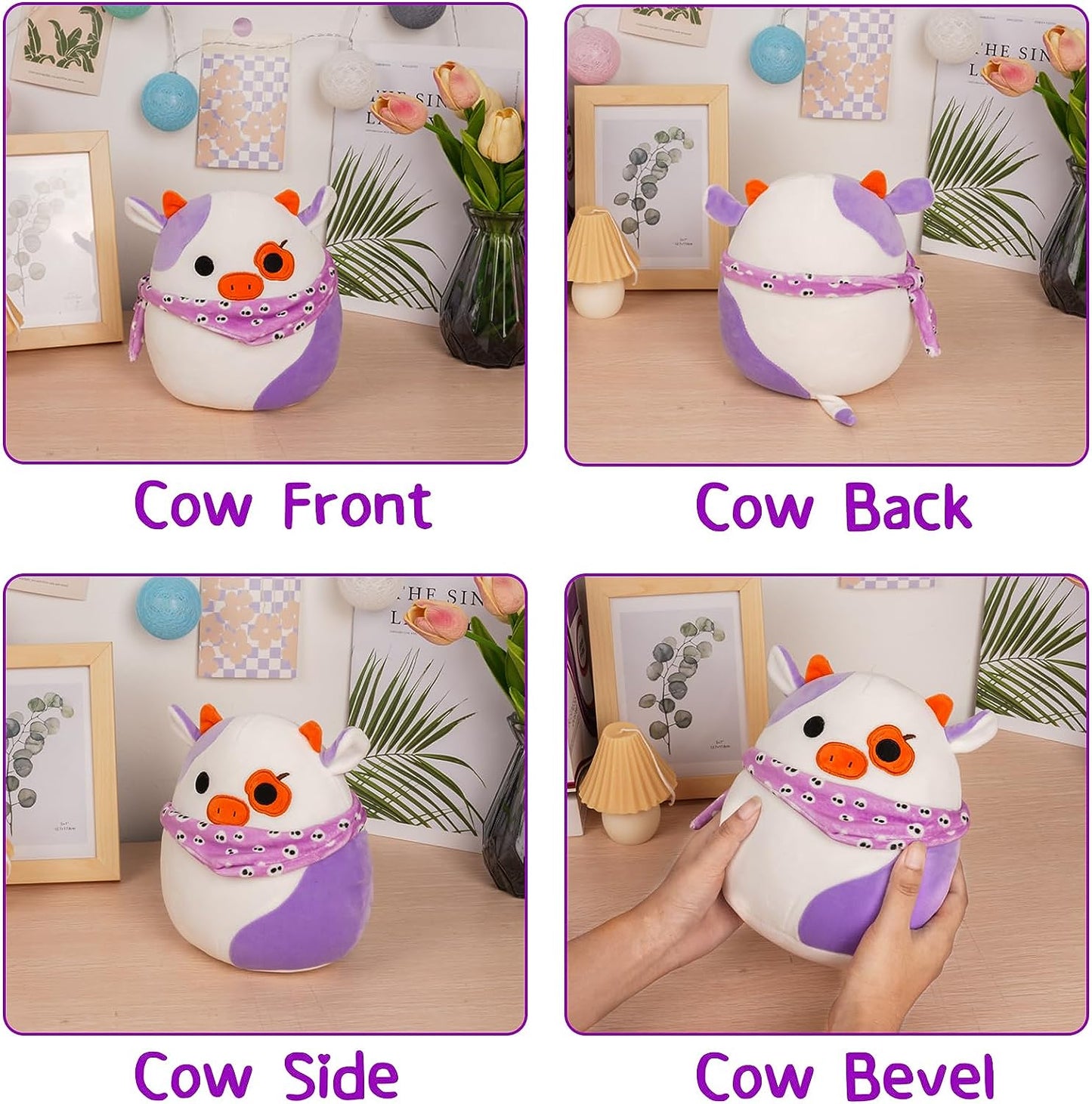 Super Soft Purple Cow Plush Doll Stuffed Animal