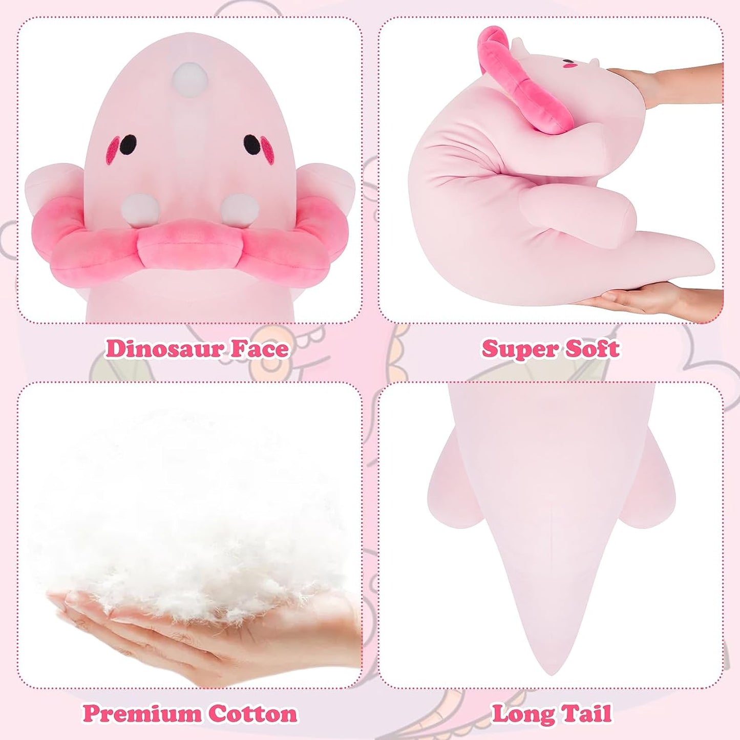 Pink Dinosaurs Body Plush Pillow
