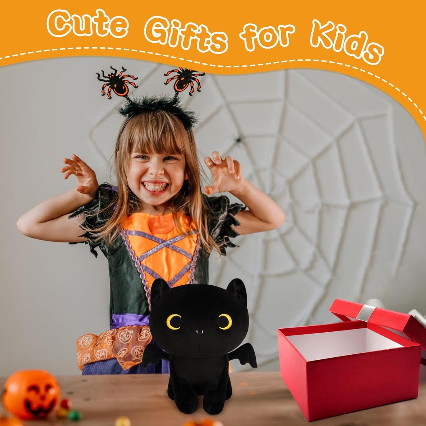 Black Cat Plush Toy with Bat Wings, Cute Black Bat Plush Cat Stuffed Animals Bat Cat Plushies, Creative Kawaii Stuffed Cat Plush Doll Toys Decorations