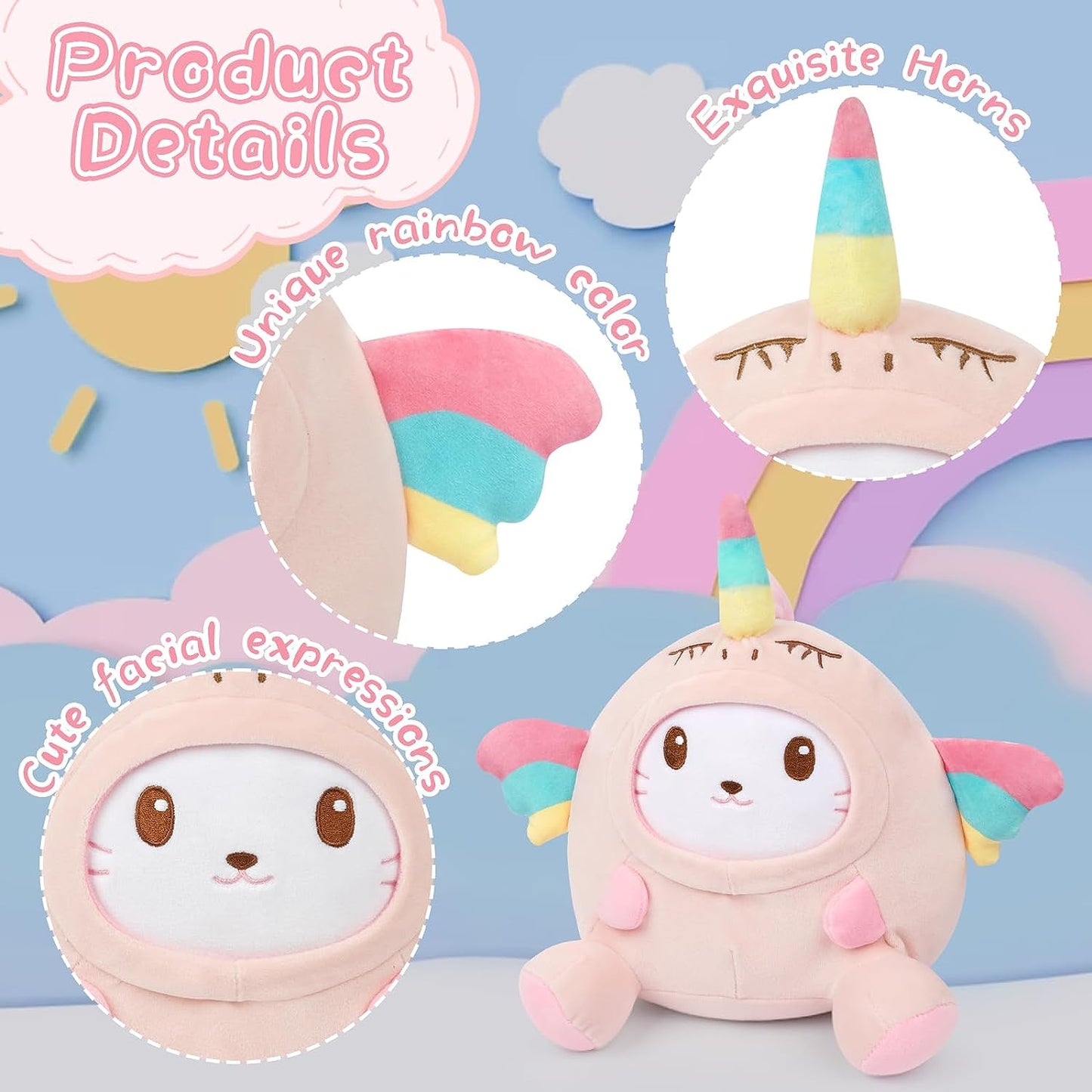 Juguete de peluche para gato, linda almohada de peluche de gato rosa, muñeca de peluche de gato Kawaii