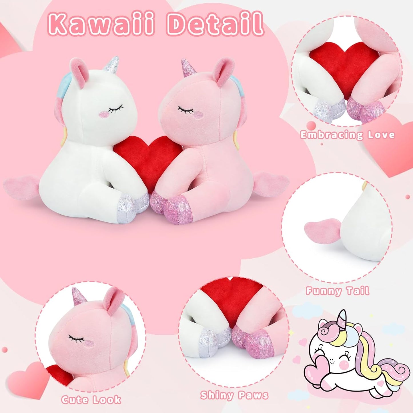 Juguete de peluche para el día de San Valentín, muñeca de peluche de gato lindo para el día de San Valentín Kawaii (blanco)