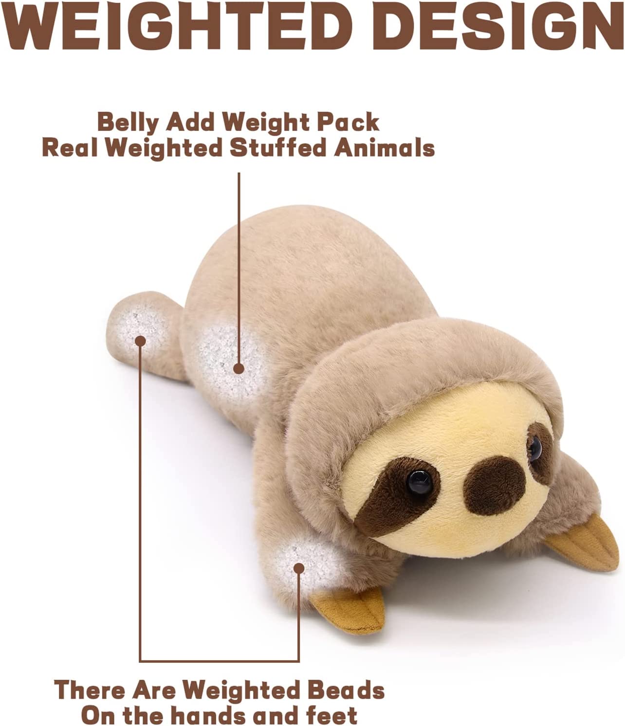 Weighted Sloth Stuffed Animals - Weighted Stuffed Animals for Anxiety Sloth, Weighted Plush Animals Sloth Plush for Kids - Plush Gift for Girlfriend