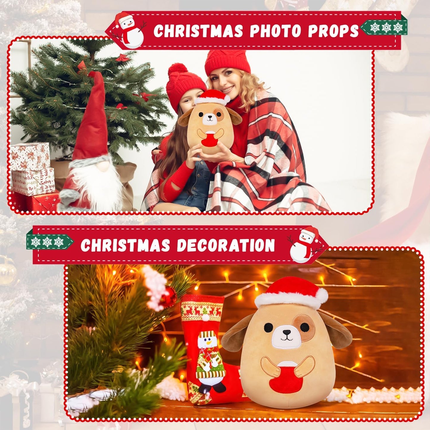 Dog Plush Pillow Dog Stuffed Animal Toy, Cute Christmas Plush Puppy Stuffed Animals Pillow, Soft Stuffed Doll Puppy Plushie for Kids Girls Boys Chirstmas Gift (Dog)