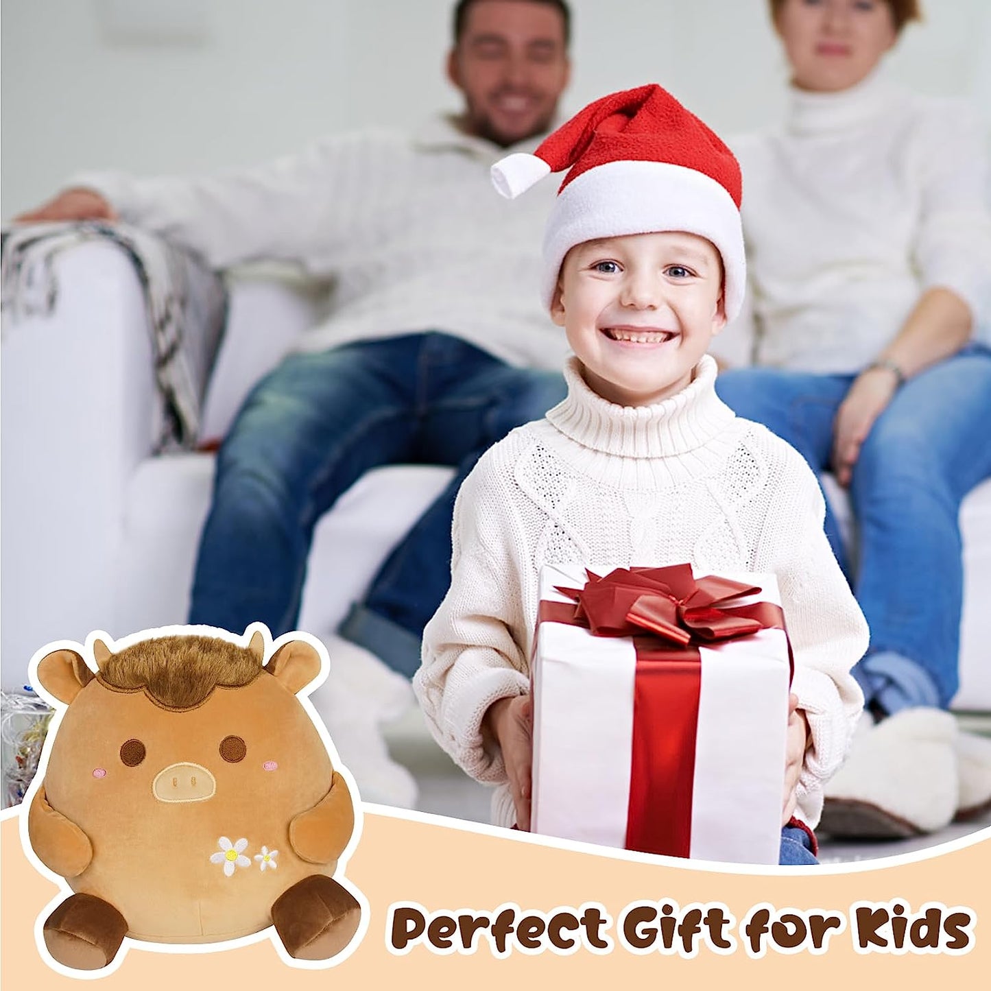 Juguete de peluche de vaca de las tierras altas, lindo juguete de peluche de vaca de las tierras altas de Kawaii, juguete de granja de vaca de las tierras altas de color café de felpa suave, regalo para niños y niñas (café)