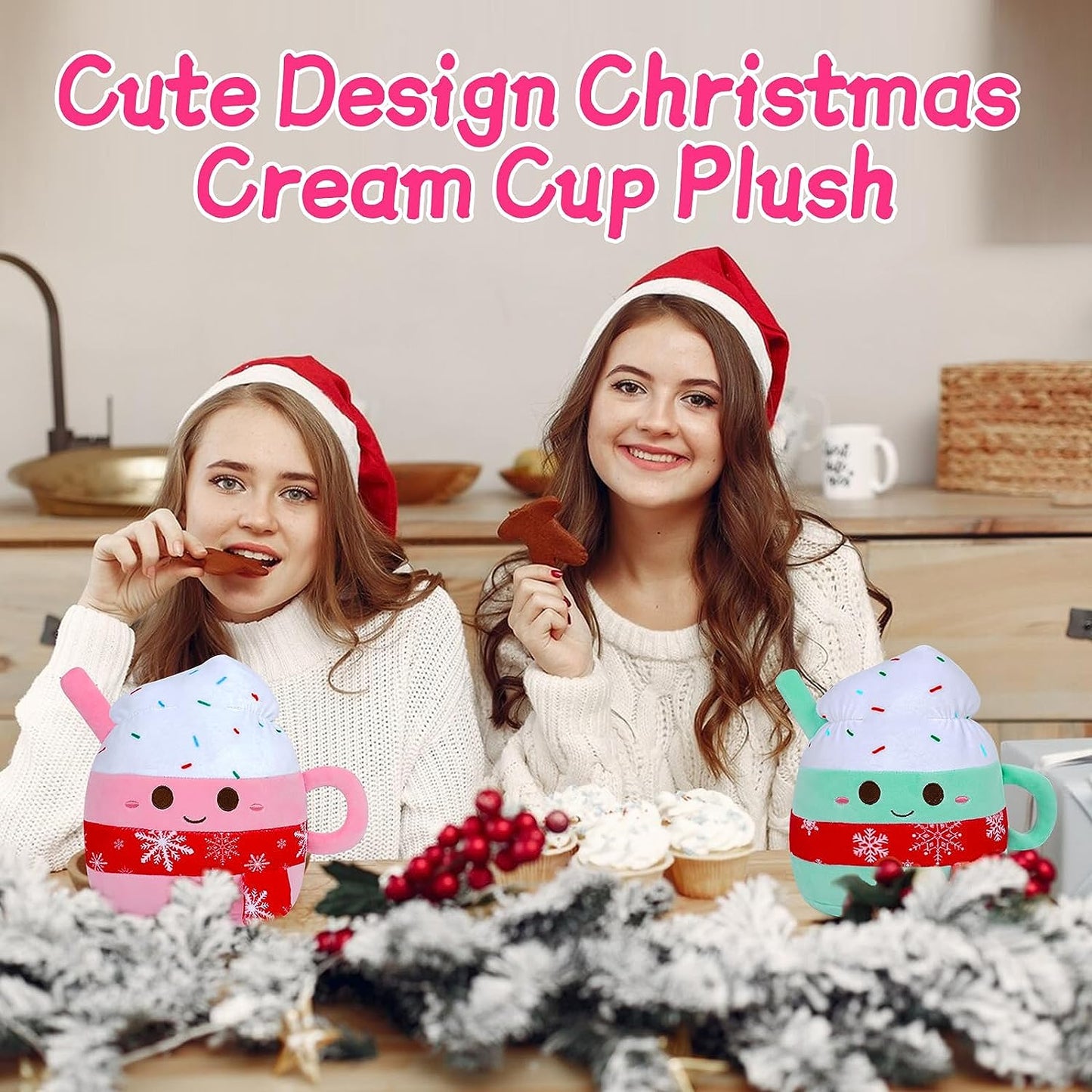 Cute Blue Cream Cup Plush Toy, Christmas Plush Soft Stuffed Animals Blue Cup Plushie Pillow, 8in Cup Shape Stuff Doll Home Decor, for Kids Kawaii Christmas Decoration