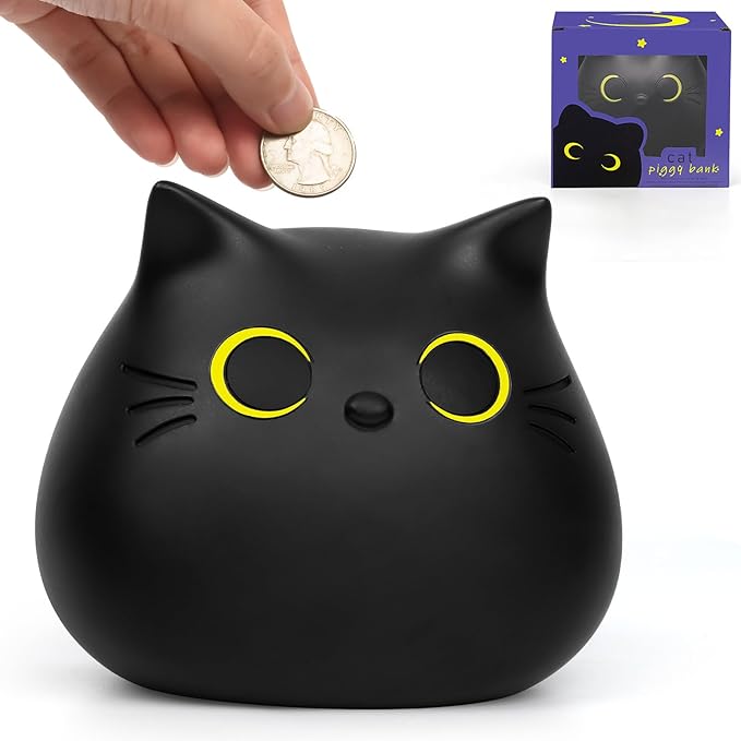 Piggy Bank Cat Money Box for Children, Coin Money Box Children's Toy, Piggy Bank Plastic Coin Bank Birthday Gift Money Box Piggy Bank for Boys Girls