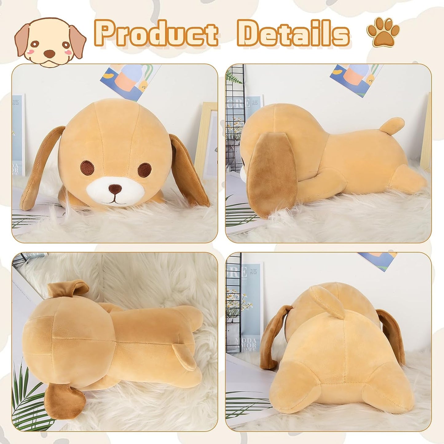 Almohada de peluche para perro de 11 pulgadas, juguete de peluche suave para niños, linda muñeca de peluche para perros, regalos de decoración de cumpleaños para niños y niñas