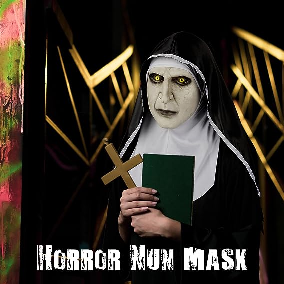 Scary Halloween Nun Mask for Adults - Scary Nun Mask - Cosplay Creepy Halloween Mask for Halloween Party Devil Cosplay Costum Props