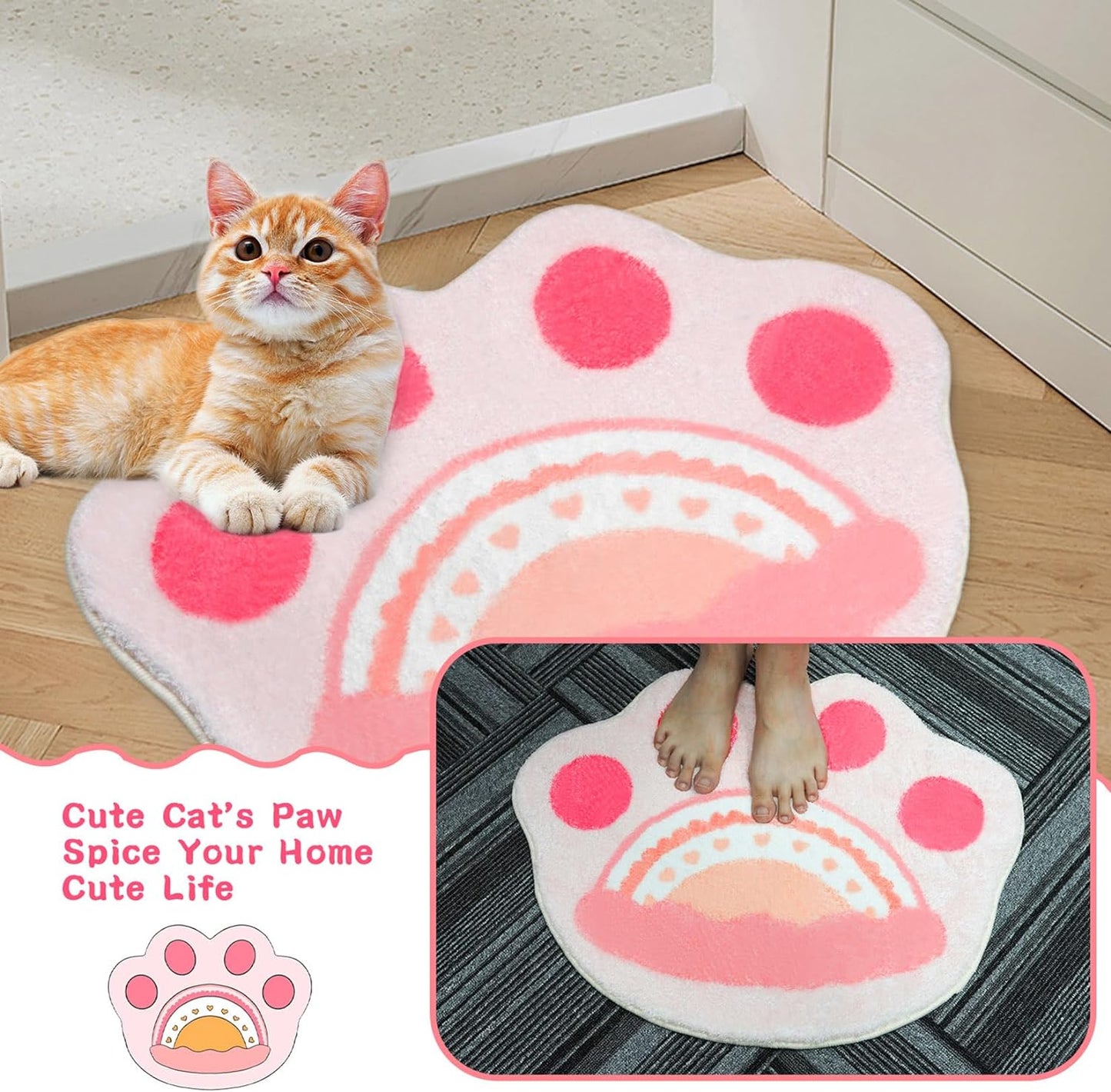 Bathroom Rug Bathroom Mat, Cute Bath Mat Non Slip Absorbent Bath Rug for Bathroom (Cat)