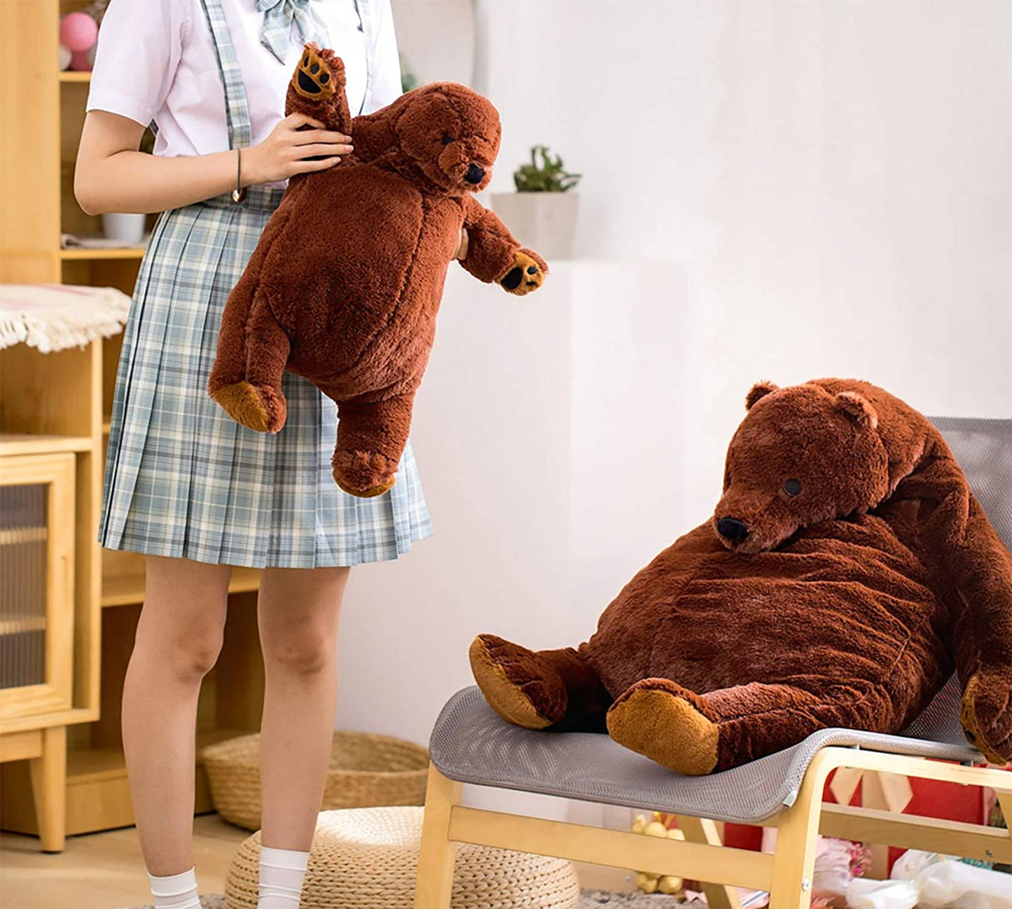 Giant Teddy Bear Dark Brown Plush Toy Big Teddy Bear Stuffed Animal Doll Valentine's Home Decor Birthday Gift for Girl,Boy,Girlfriend (23.62IN)