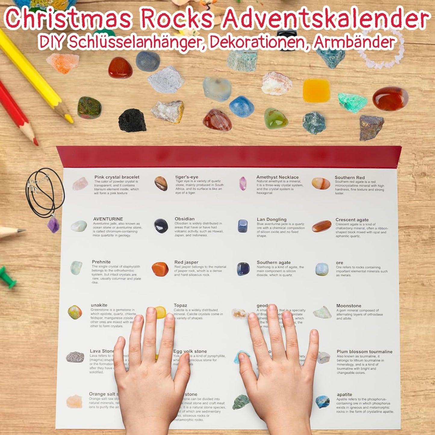 Adventskalender 2023 Kristalle, Kinder Adventskalender Edelsteine 2023, 24 Tage Weihnachten Adventskalender Countdown Überraschungen, Geschenkidee für Frauen und Kinder