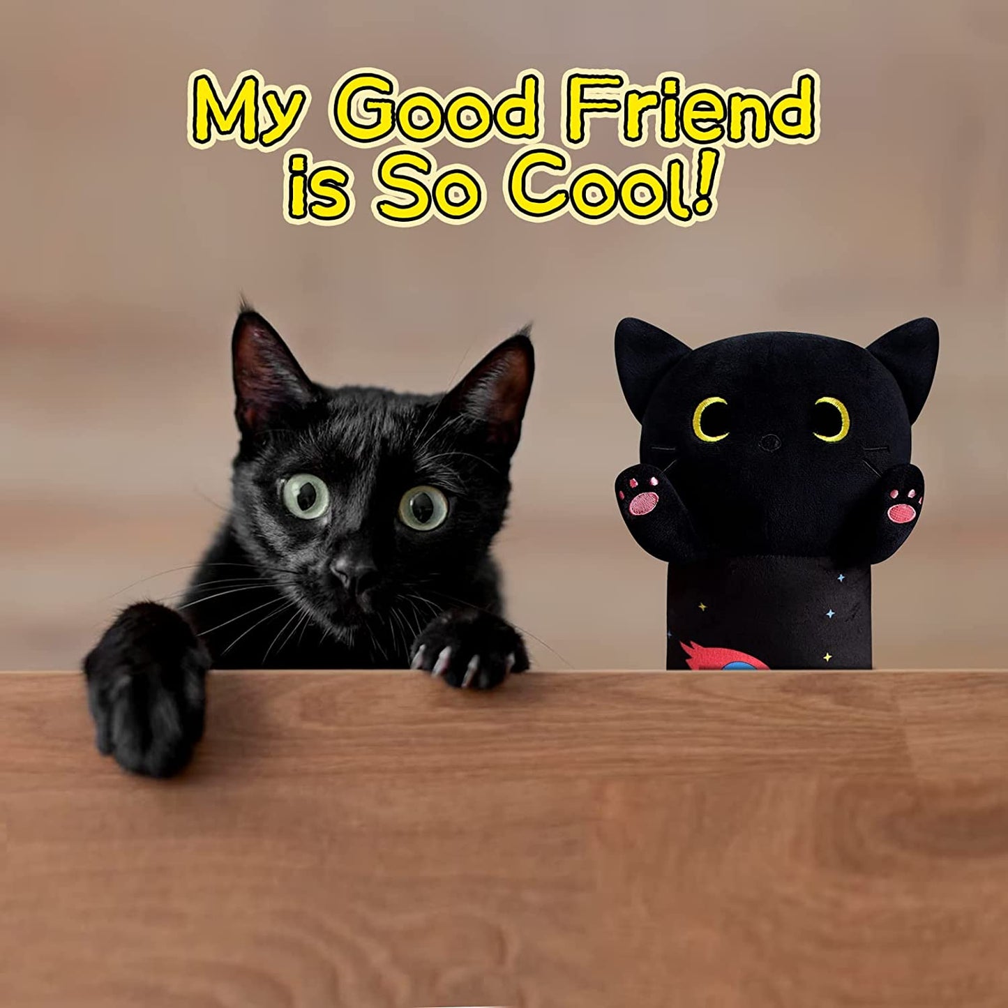 Long Cat Plush Long Cat Body Pillow, 19.5" Cute Long Cat Stuffed Animals，Soft Kawaii Long Cat Plushie, Black Cat Plush Long Space Cat Pillow Stuffed Cat Toys for Kids Birthday