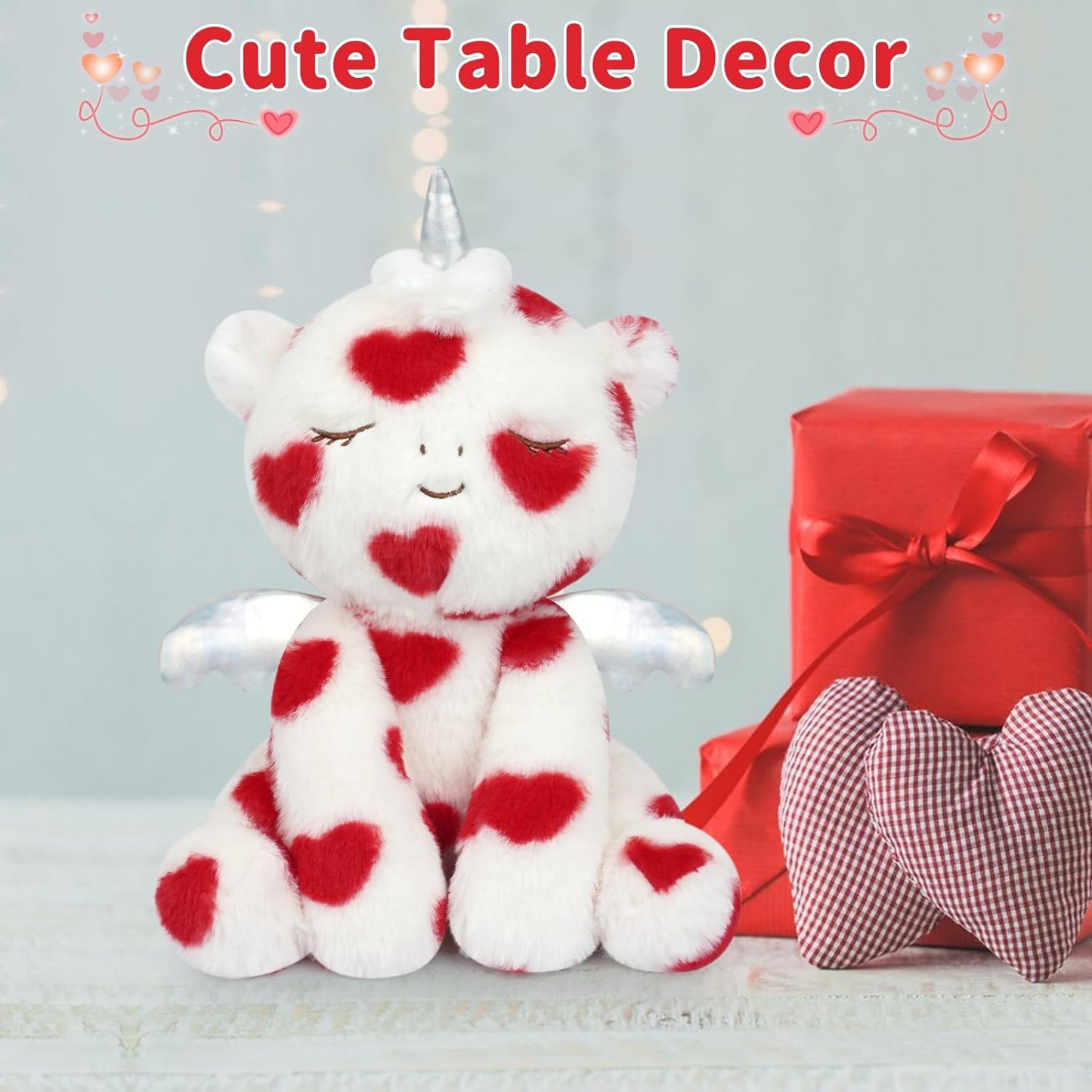 Unicorn Plush, 12inch Soft Unicorn Stuffed Animal with Love Heart for Valentines Day, Cute Stuffed Unicorn Valentines Plush for Kids, Girl, Boyfriend, Girlfriend