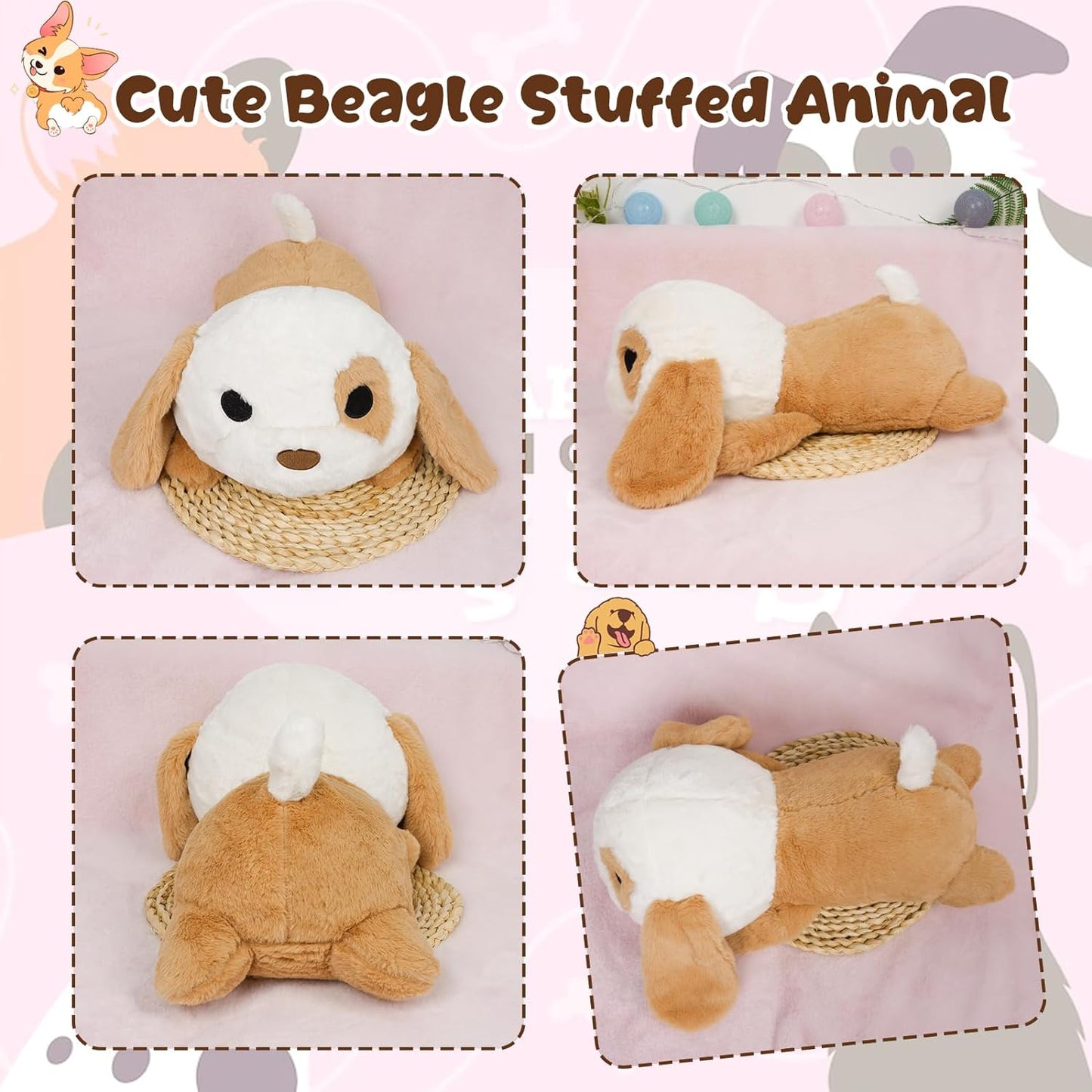 Dog Plush Pillow, 17.5Inch Cute Stuffed Animal Toy, Dog Plushies Doll Gift for Kids Girlfriend Dog Theme Party Favor Birthday Baby Room Decor for Dog Lovers- Dog Stuffed Anima