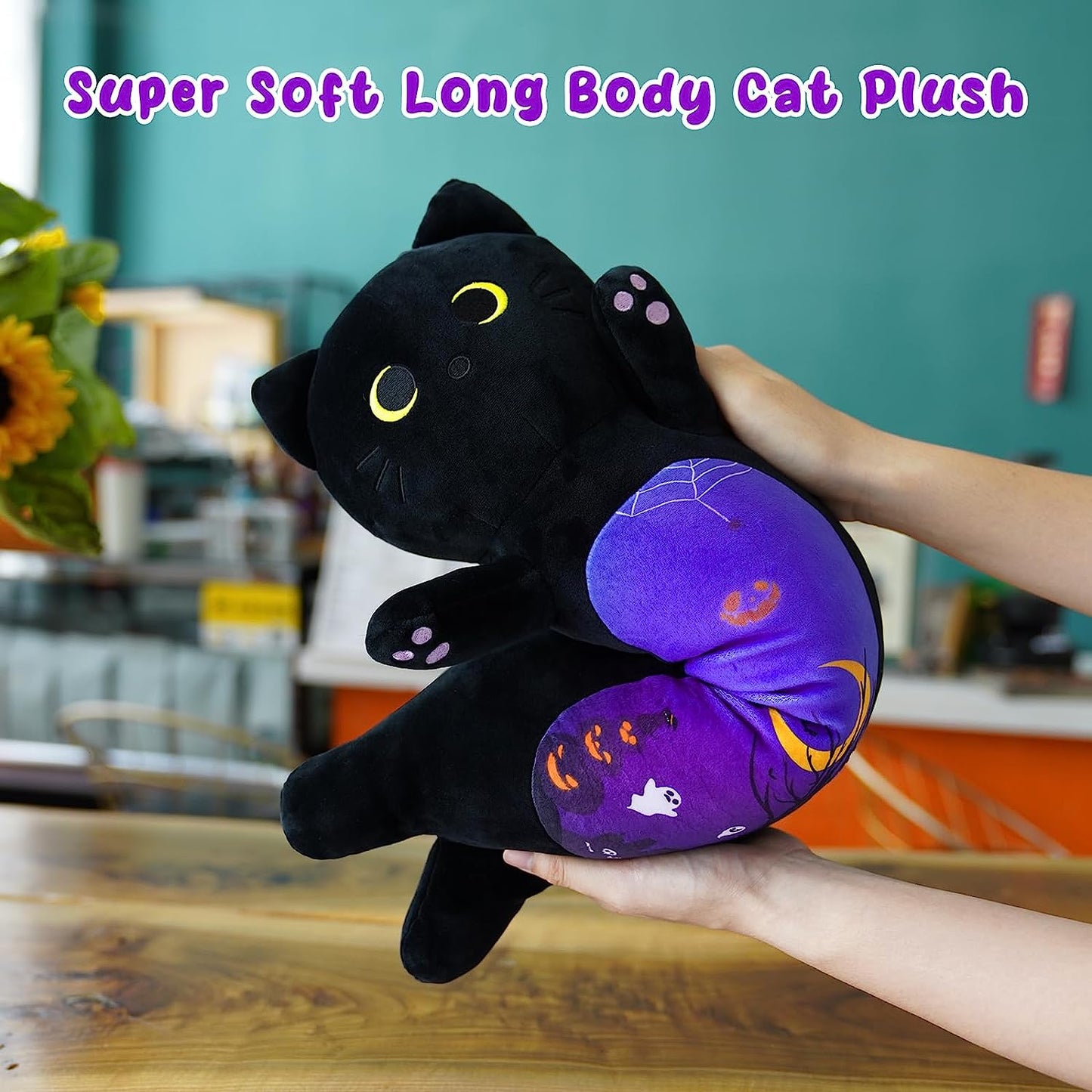 Halloween Long Body Cat Stuffed Animal Plush Pillow