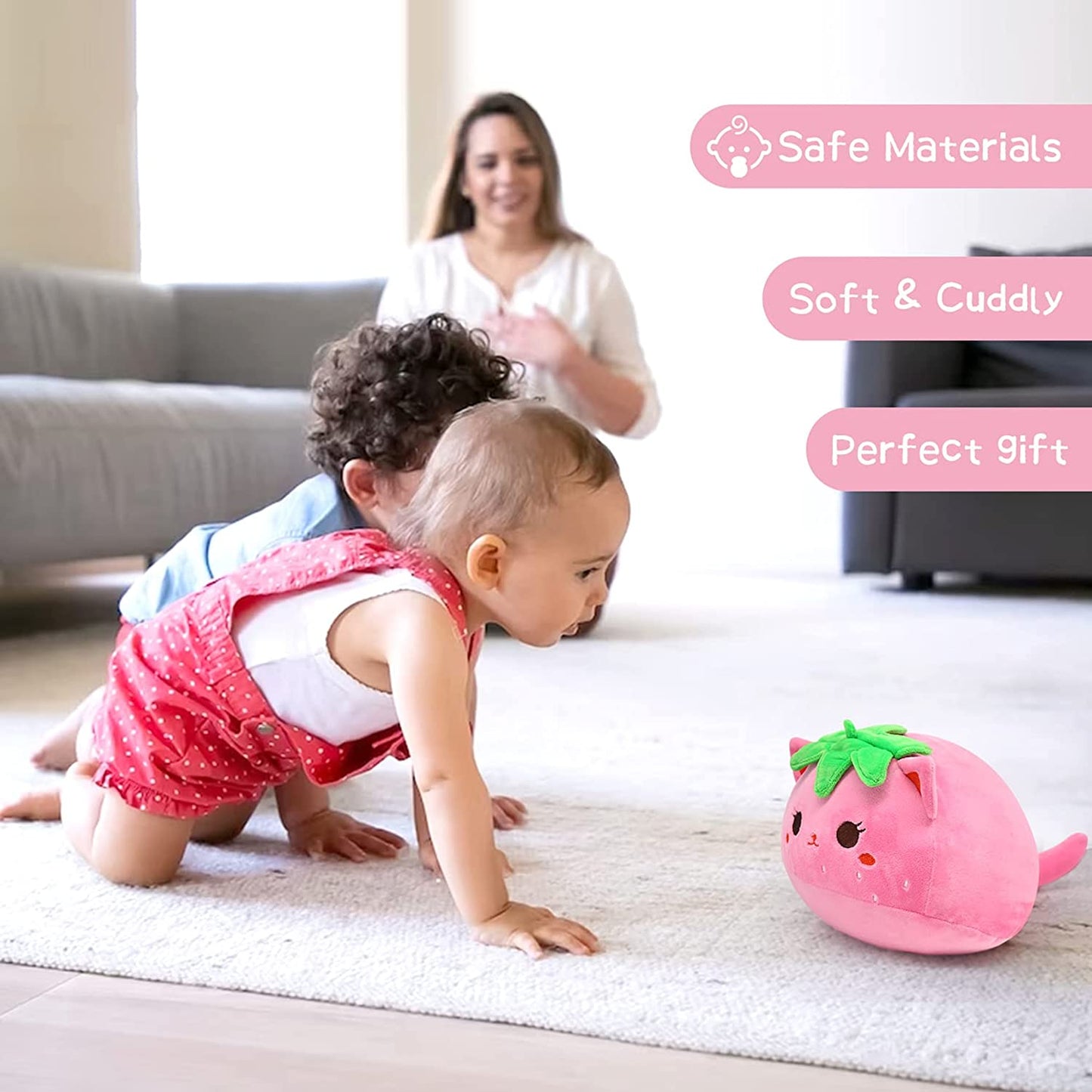 Strawberry Cat Plush - 8 Inch Kawaii Strawberry Cat Pillow, Cute Strawberry Cat Stuffed Animal Plush, Cat Plush Toy Birthday, Party Gift for Kids, Girlfriend and Sisters