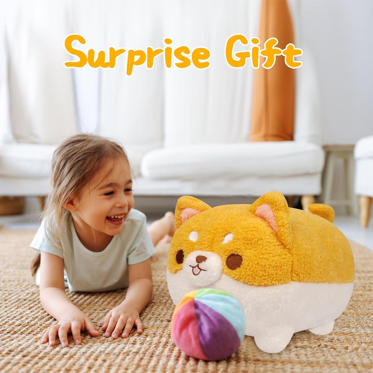 Corgi Dog Plush Pillow, Shiba Dog Stuffed Animal Soft Corgi Pillow Toy, Corgi Dog Plushie, Stuffed Animal Shiba Inu Plush Doll Cute Dog Hugging Pillow Gifts for Kids Boys Girls Birthday