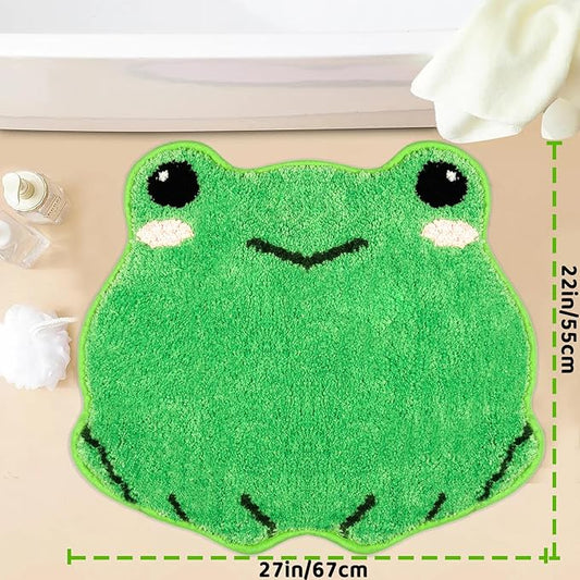 Frog Bathroom Rug,Soft Bath Rug,Non-Slip Absorbent Cute Bath Mat,Machine Wash Bath Mat,Bath Rugs for Bathroom,Shower,Bedroom(Green, 22 * 27 inch)