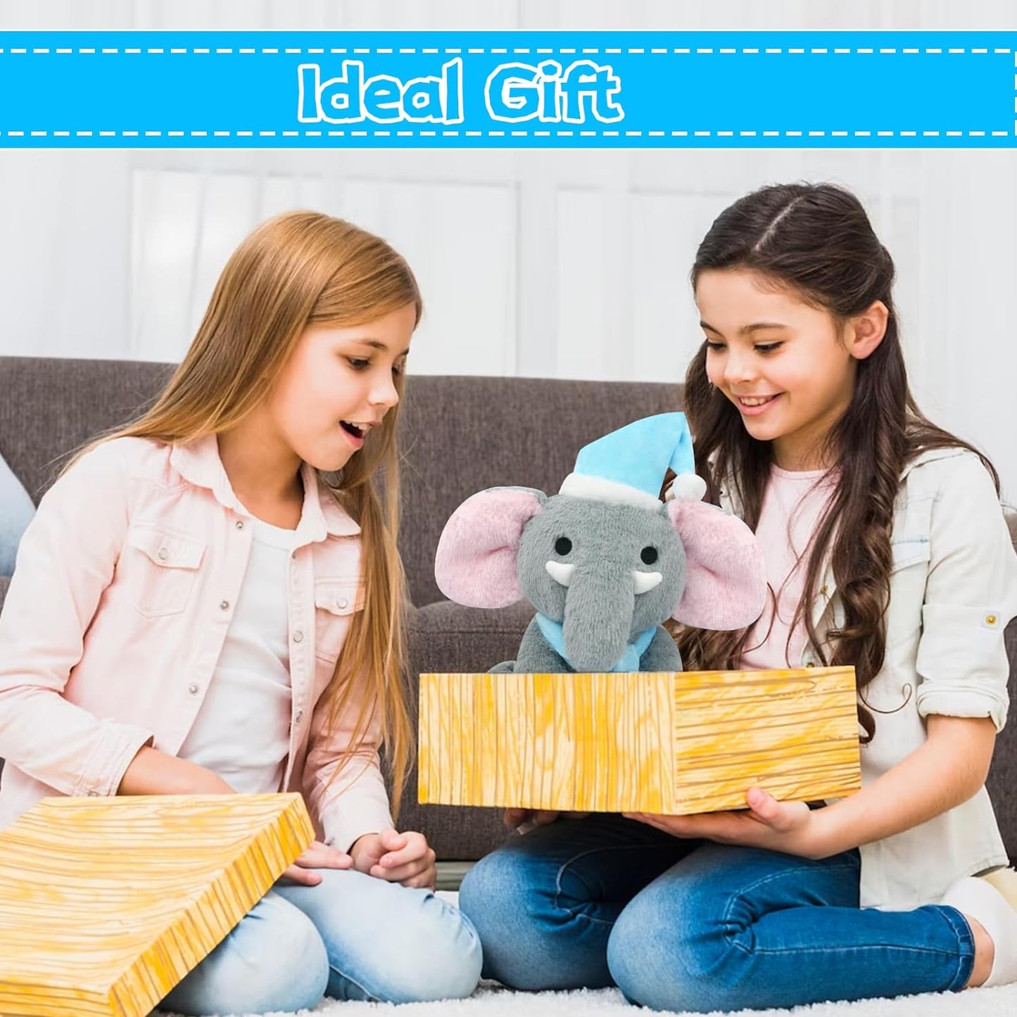 Elephant Stuffed Animal, 10" Cute Stuffed Elephant Plush Toys, Kawaii Elephant Plush Pillow for Kids, Soft Gray Elephant Plush Doll Gift for Boys Girls Birthday Christmas