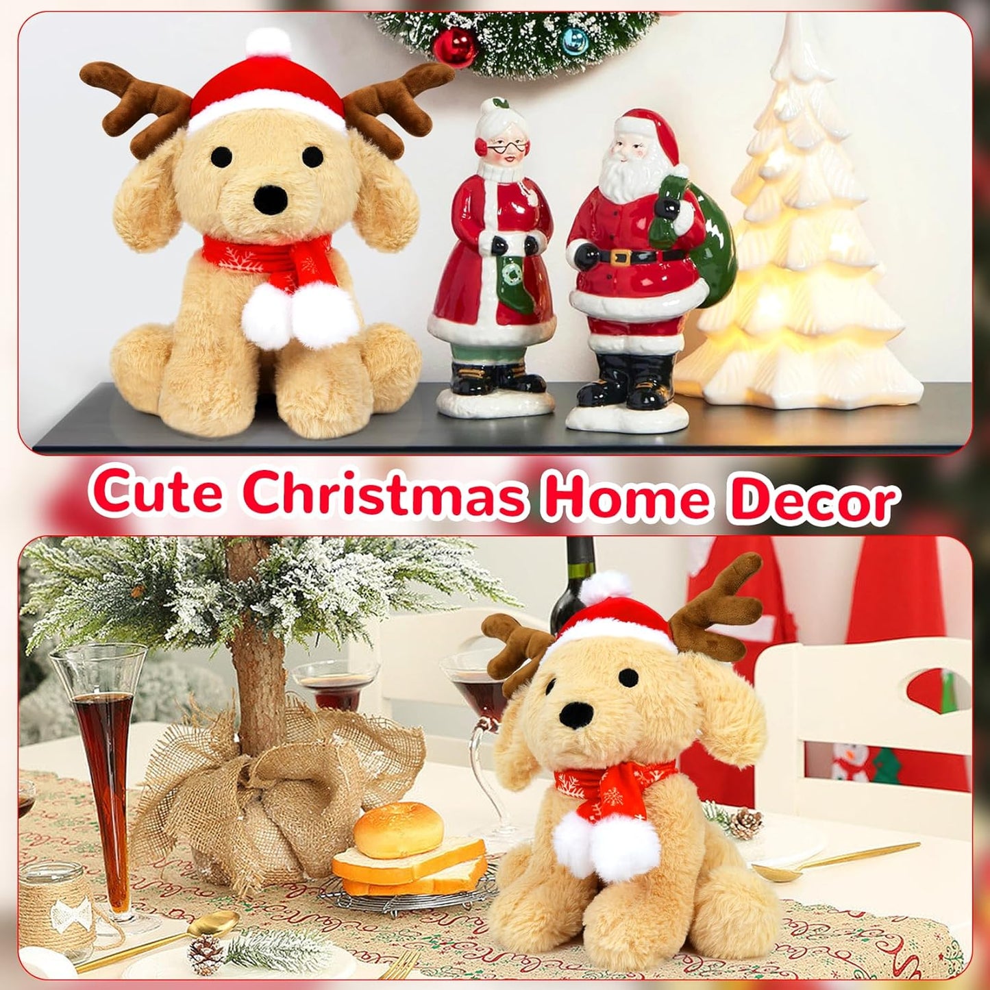 Christmas Elk Plush Elk Stuffed Animal Toy, Soft Christmas Plushie Pillow, Cute Stuffed Elk Doll Toy for Kids Boys Girls Kawaii Christmas Decoration (Elk-Teddy)