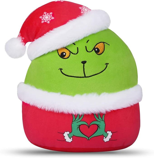 Christmas Plush Green Monster Plush,8inch Christmas Stuffed Animals for Kids, Cartoon Xmas Pillow for Boys and Girls, Women, Girlfriend, Xmas Decorations