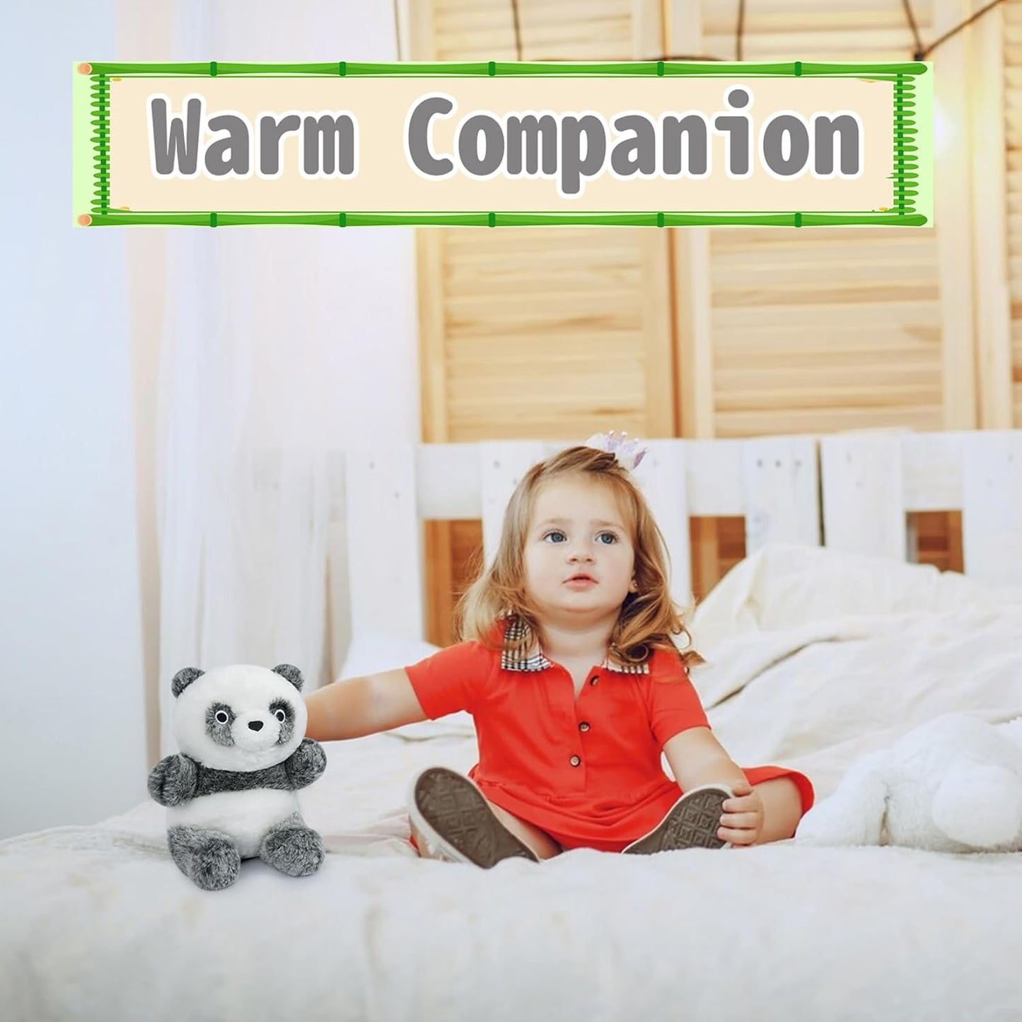 Panda Stuffed Animal - 8inch Cute Panda Plush Toy Stuffed Panda Bear Plush - Soft Panda Plushie for Kids Boys and Girls Christmas, Halloween, Birthday