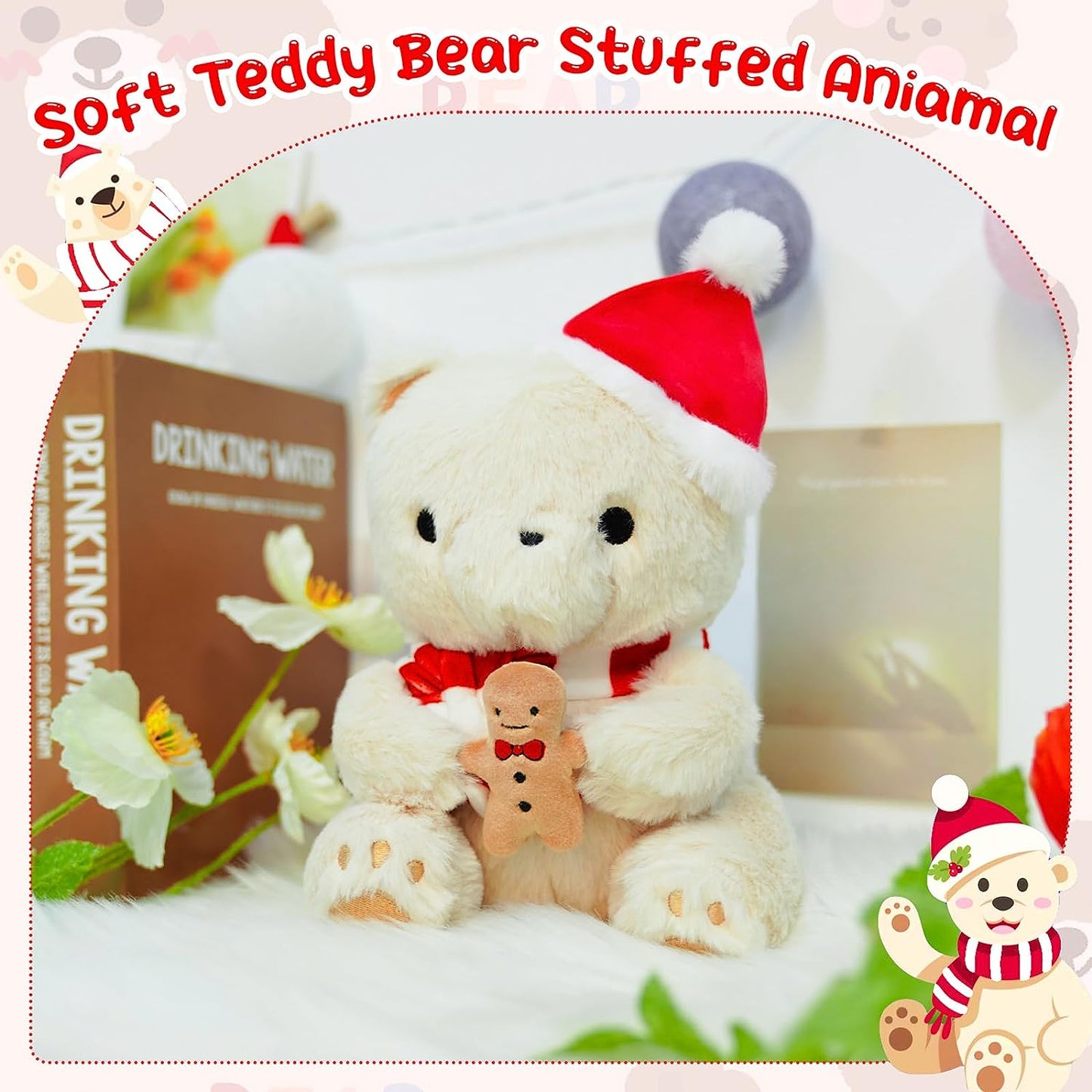 Juguete de peluche de oso de peluche, lindo oso de peluche de Navidad para niños y niñas, muñeca de peluche suave para regalo de Chrismtas